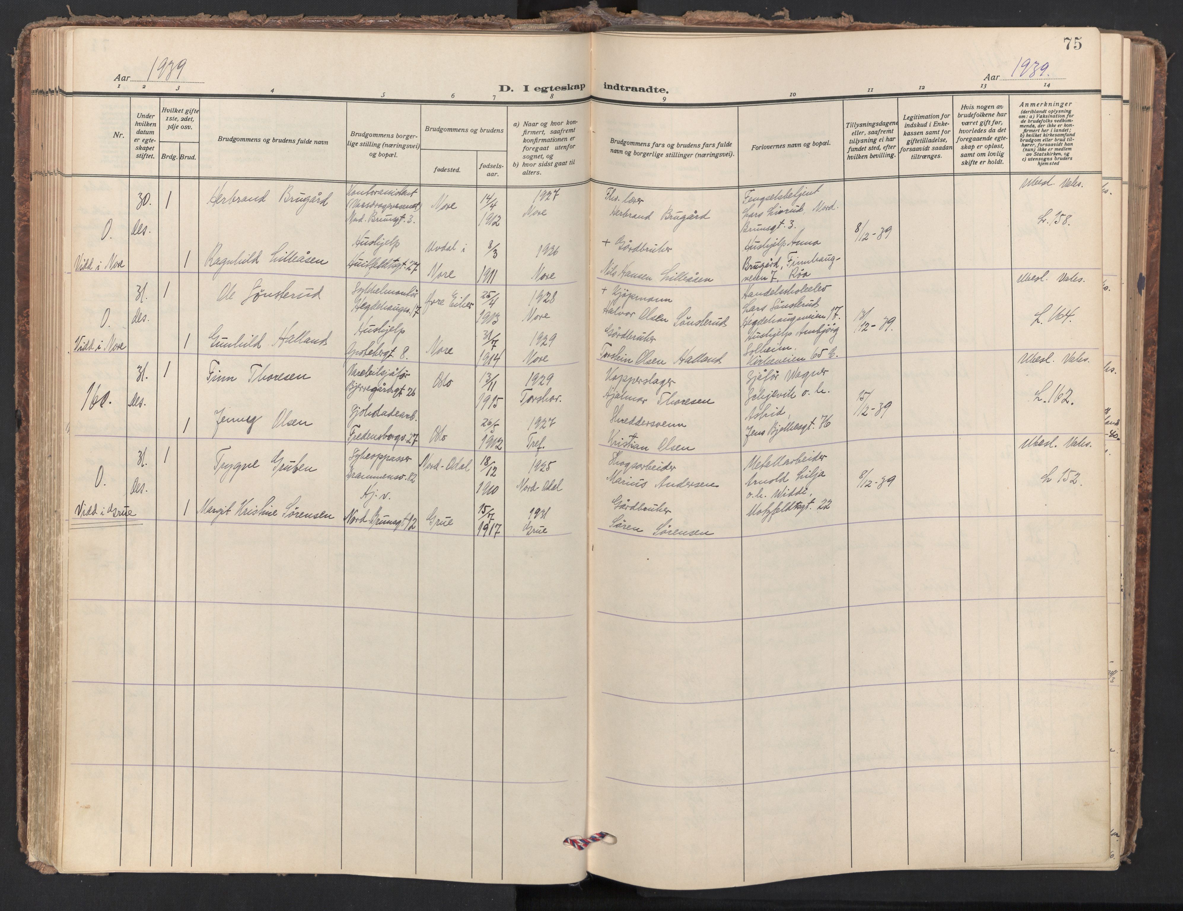 Trefoldighet prestekontor Kirkebøker, AV/SAO-A-10882/F/Fc/L0010: Ministerialbok nr. III 10, 1936-1954, s. 75