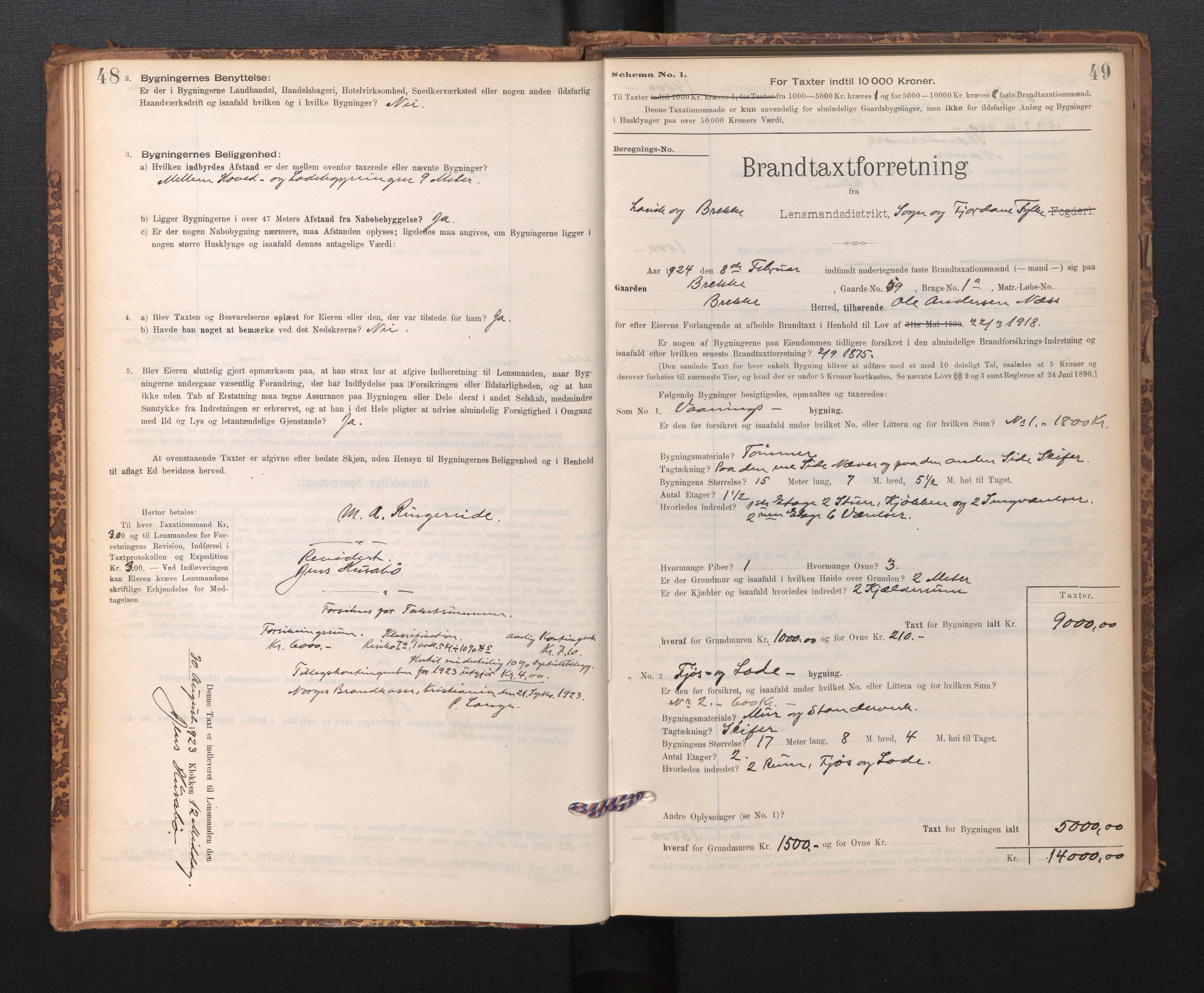Lensmannen i Lavik, SAB/A-29101/0012/L0002: Branntakstprotokoll, skjematakst, 1895-1933, s. 48-49