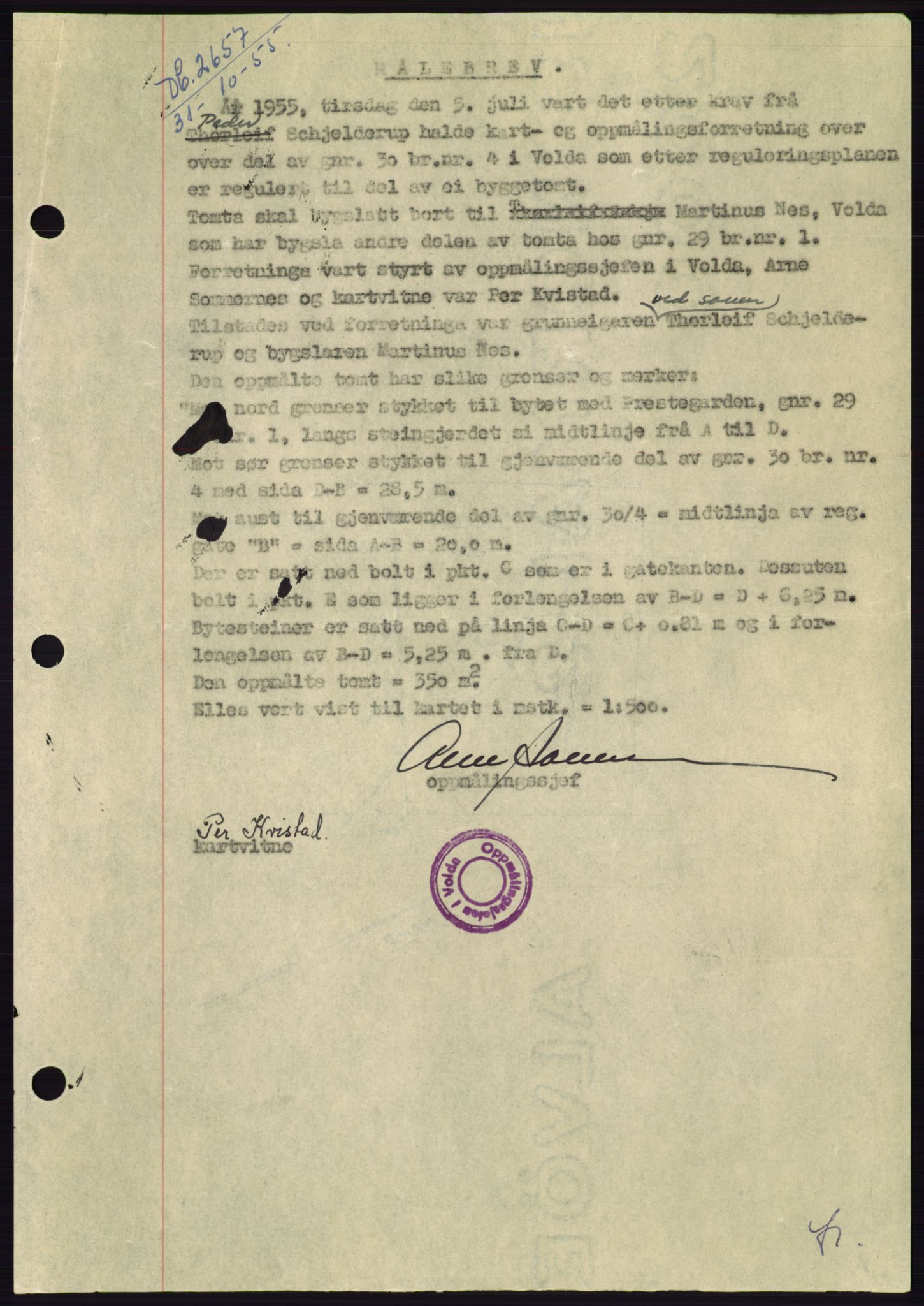 Søre Sunnmøre sorenskriveri, AV/SAT-A-4122/1/2/2C/L0102: Pantebok nr. 28A, 1955-1956, Dagboknr: 2657/1955