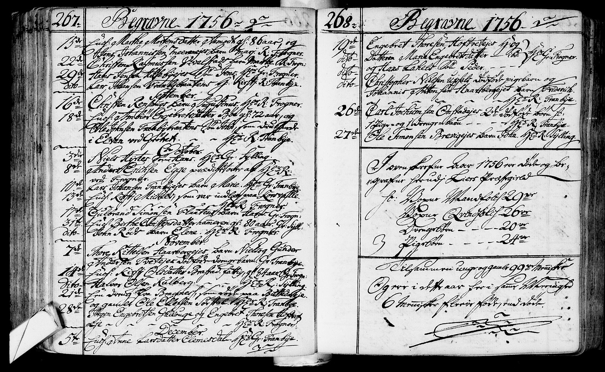 Lier kirkebøker, SAKO/A-230/F/Fa/L0004: Ministerialbok nr. I 4, 1749-1764, s. 267-268