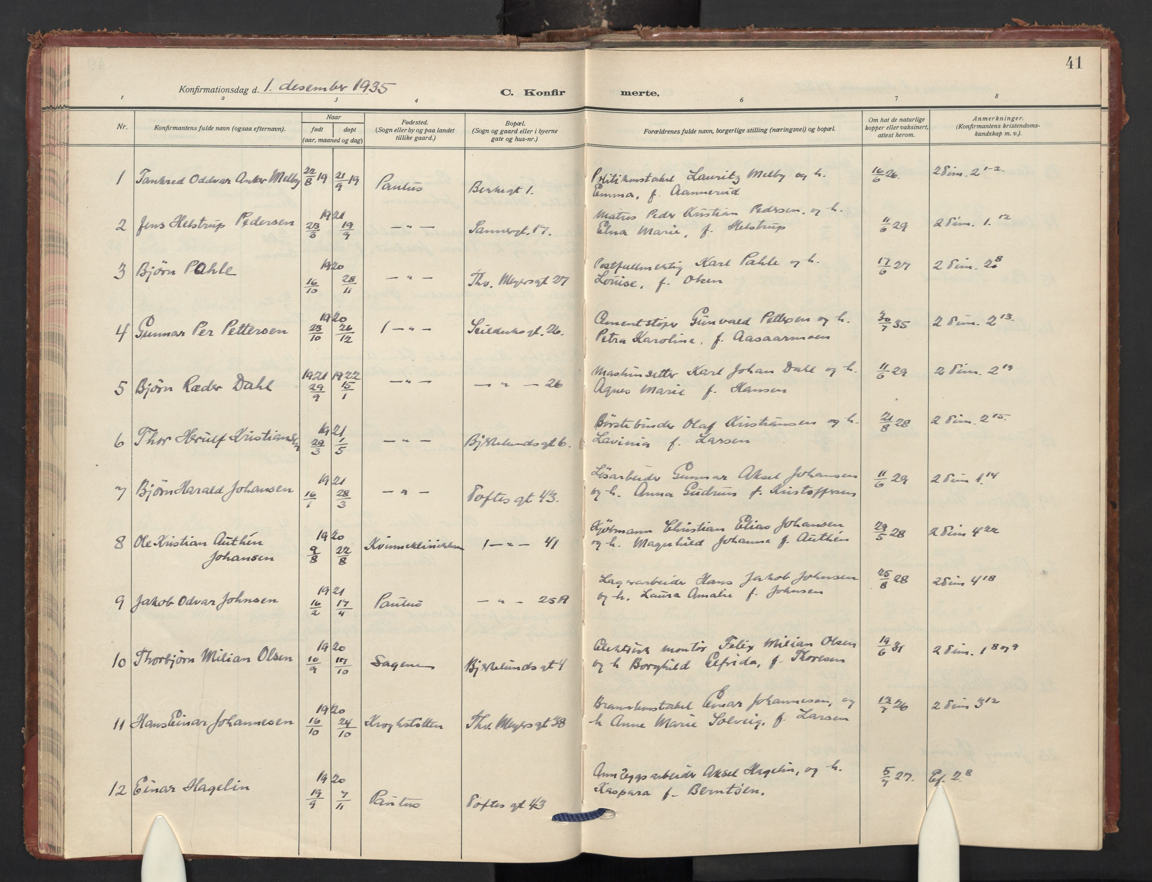 Paulus prestekontor Kirkebøker, AV/SAO-A-10871/F/Fa/L0030: Ministerialbok nr. 30, 1932-1955, s. 41