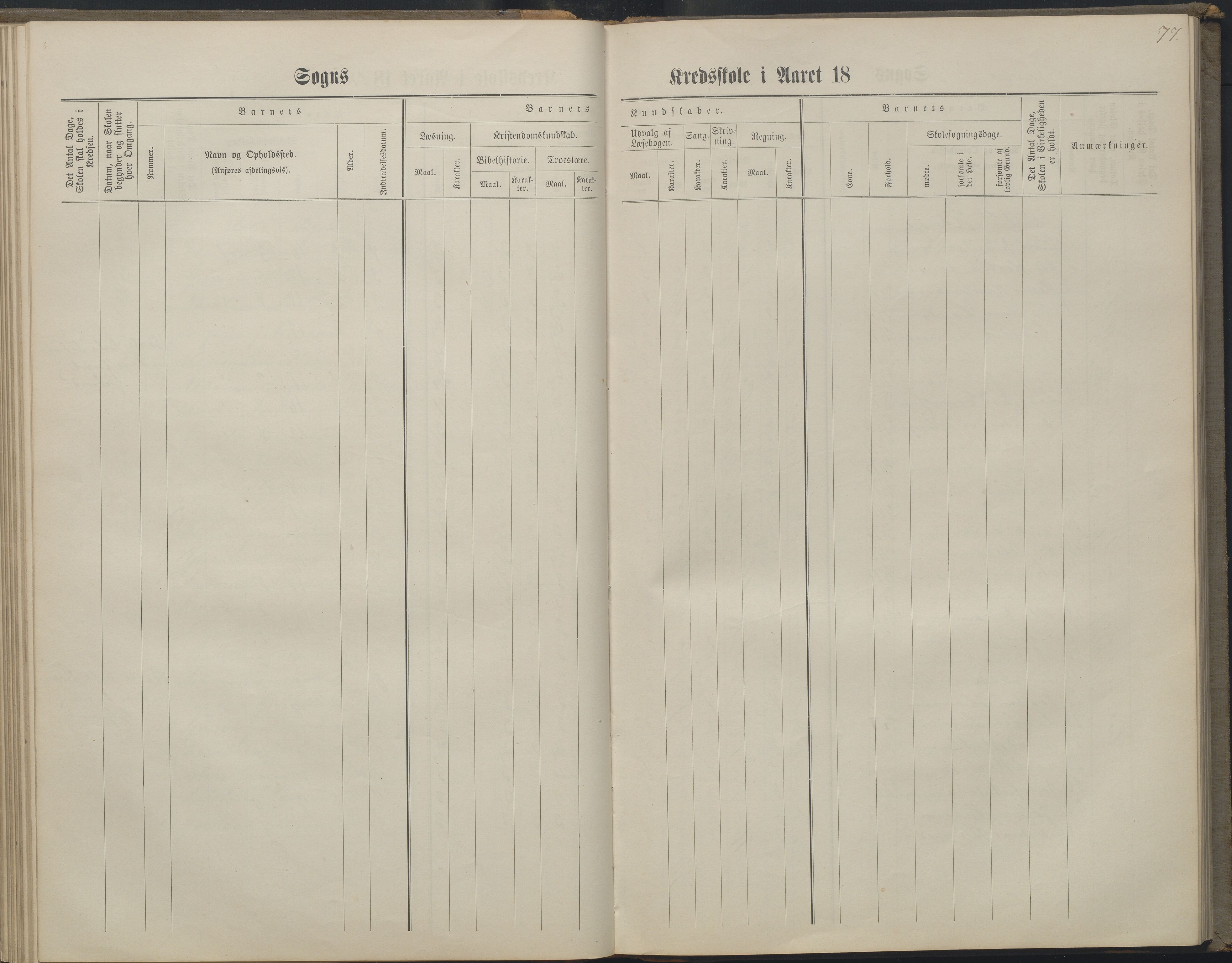 Arendal kommune, Katalog I, AAKS/KA0906-PK-I/07/L0160: Skoleprotokoll for nederste klasse, 1863-1877, s. 77