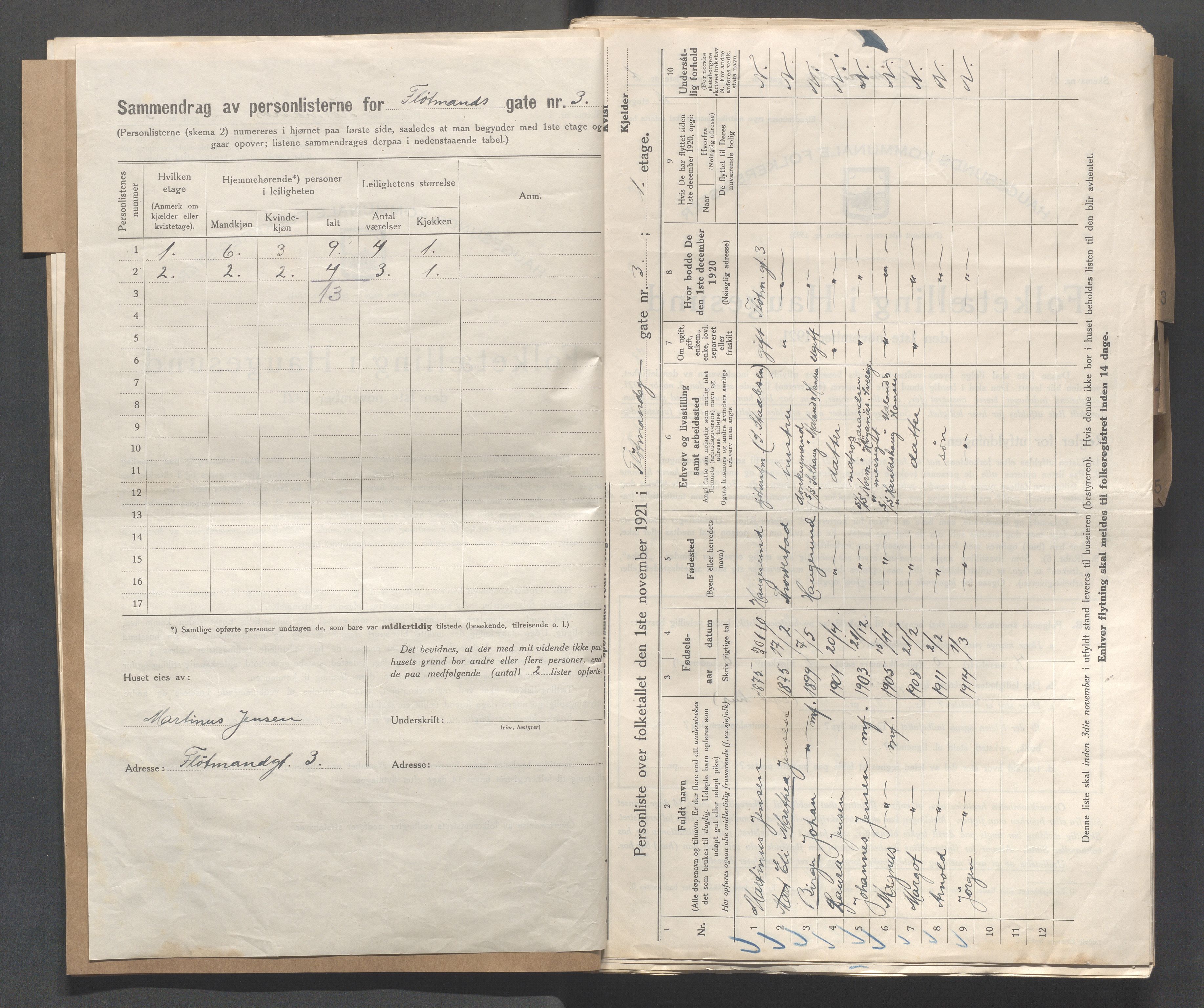 IKAR, Kommunal folketelling 1.11.1921 for Haugesund, 1921, s. 6653