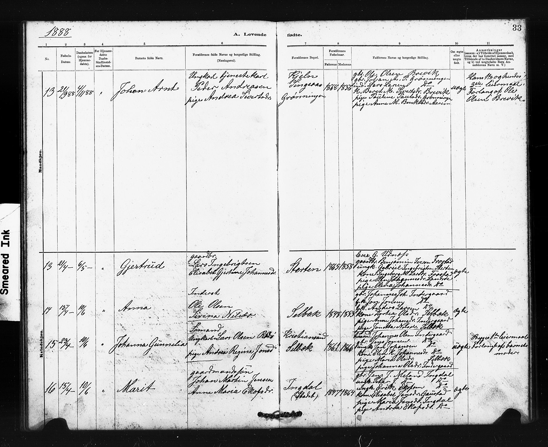 Ministerialprotokoller, klokkerbøker og fødselsregistre - Sør-Trøndelag, SAT/A-1456/663/L0761: Klokkerbok nr. 663C01, 1880-1893, s. 33