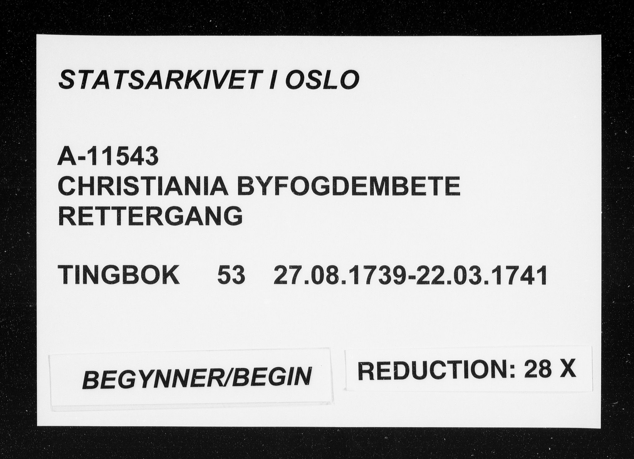 Christiania byfogd, SAO/A-11543/F/Fb/L0053: Tingbok, 1739-1741