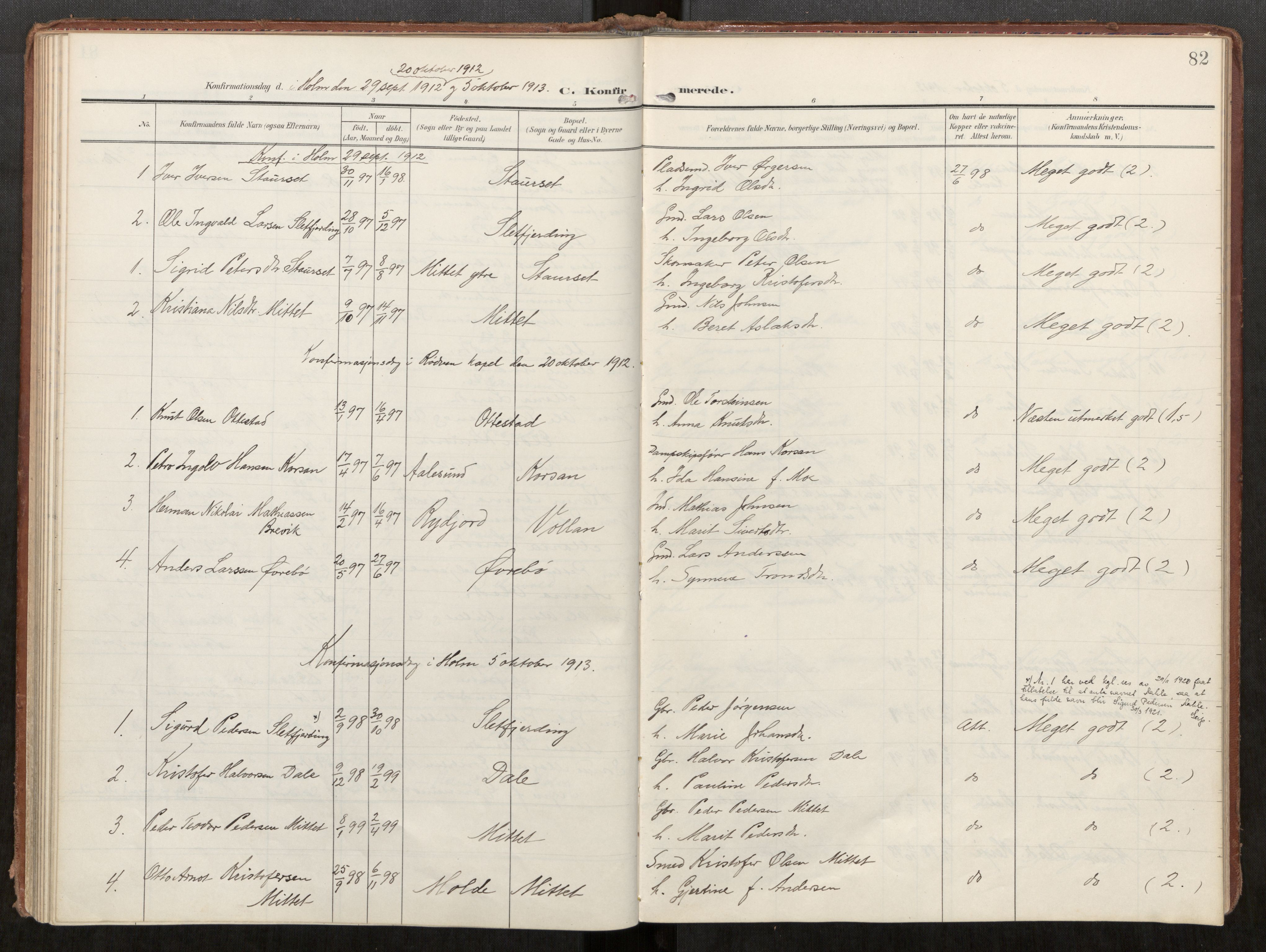 Ministerialprotokoller, klokkerbøker og fødselsregistre - Møre og Romsdal, AV/SAT-A-1454/549/L0618: Ministerialbok nr. 549A01, 1906-1927, s. 82