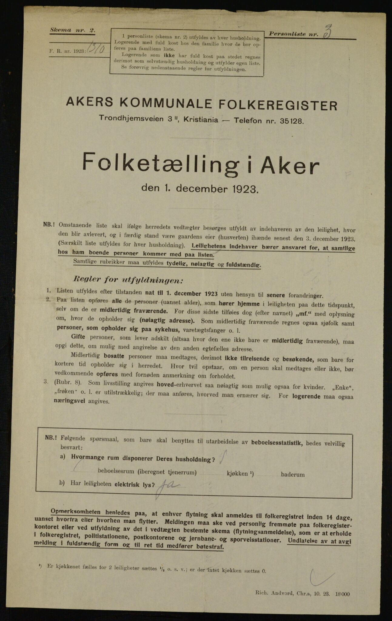 , Kommunal folketelling 1.12.1923 for Aker, 1923, s. 44173