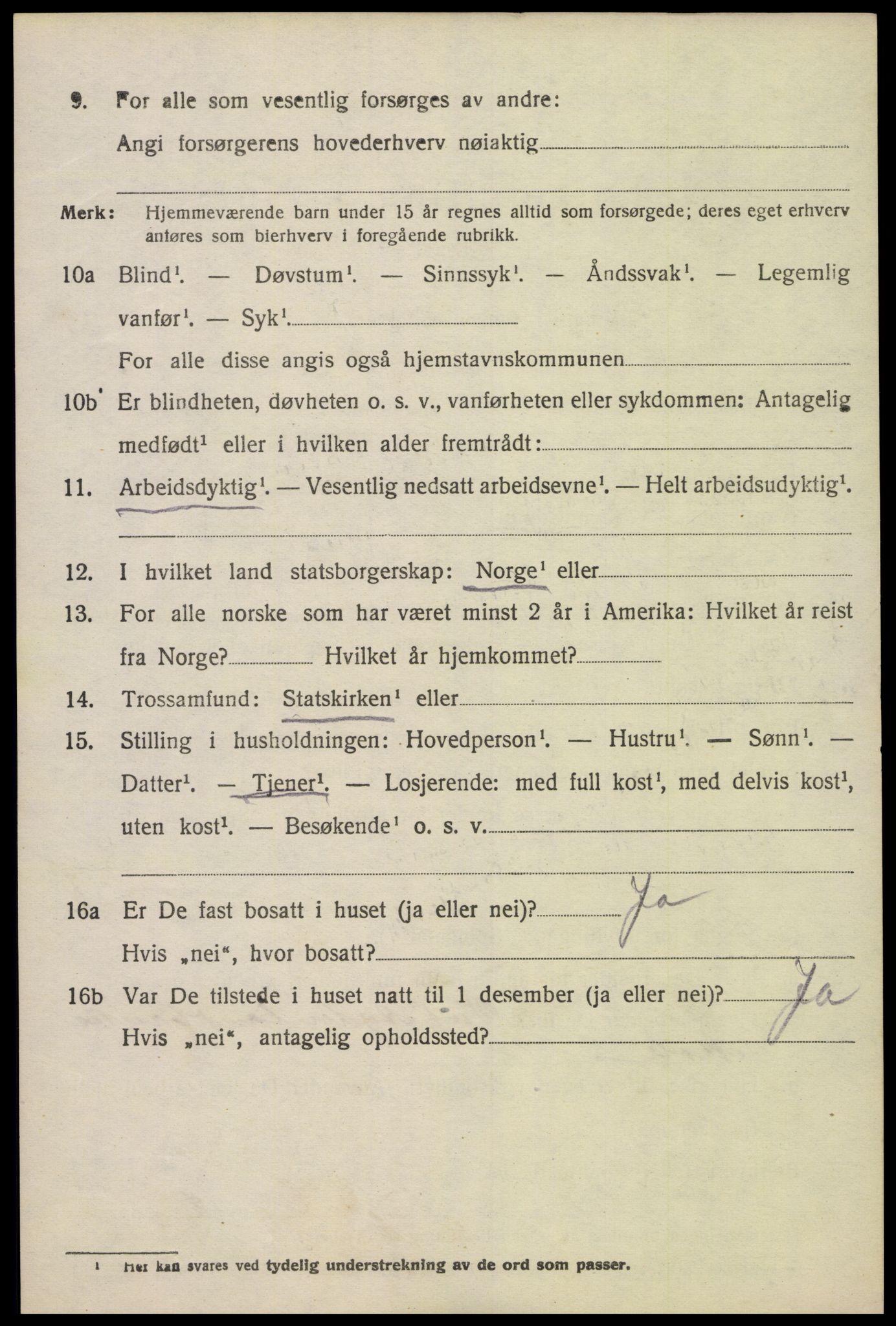 SAK, Folketelling 1920 for 1018 Søgne herred, 1920, s. 2194