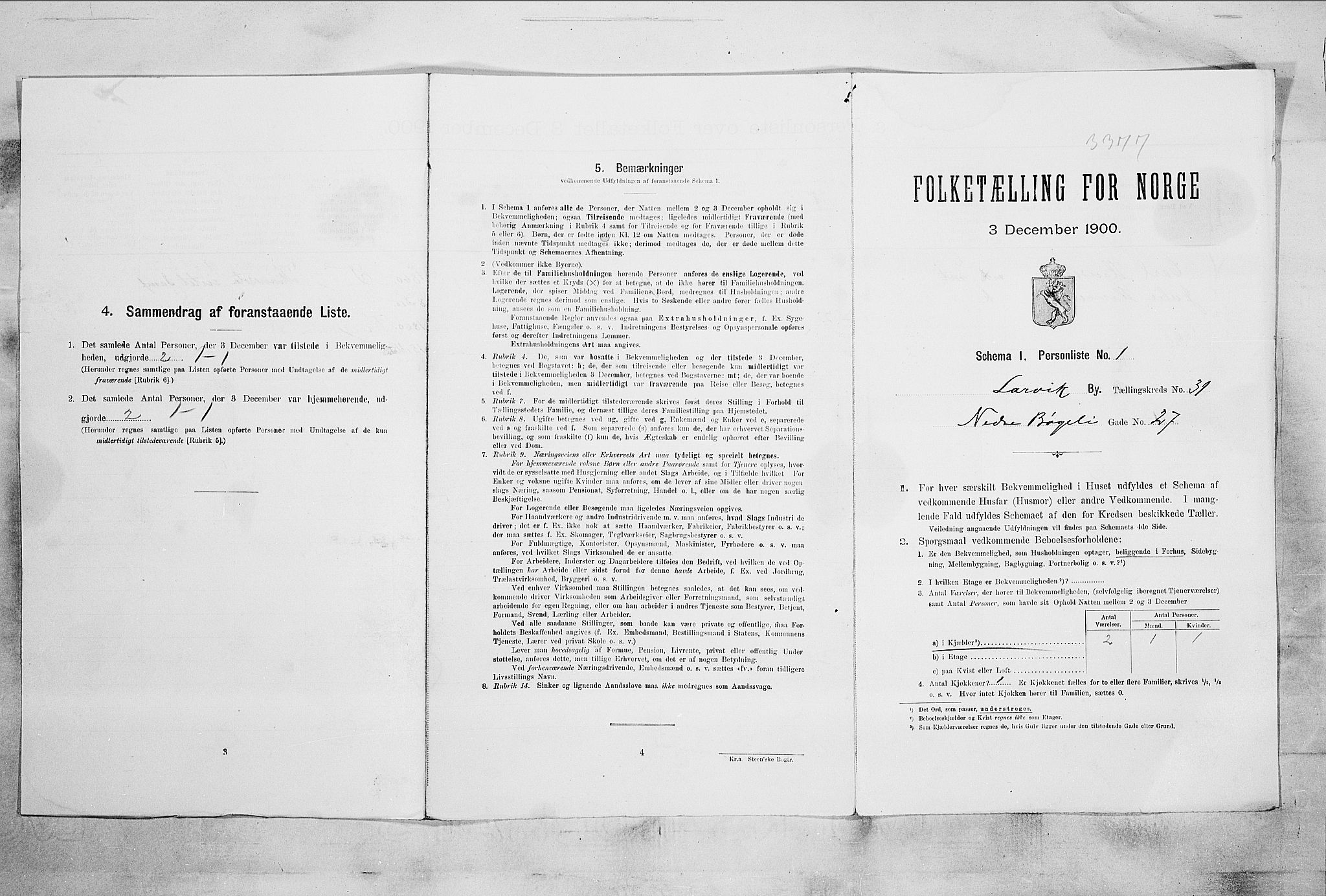 RA, Folketelling 1900 for 0707 Larvik kjøpstad, 1900, s. 3585