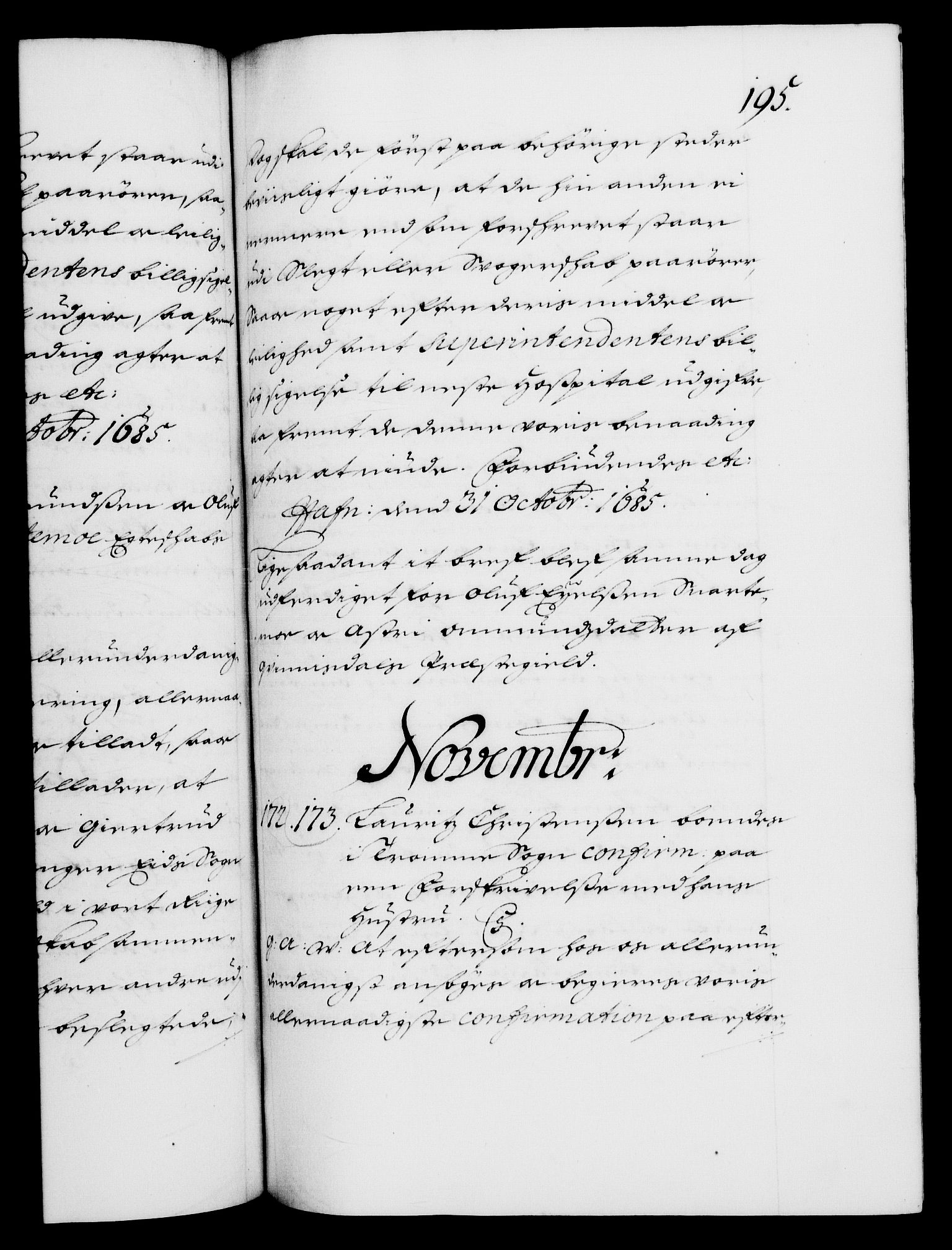 Danske Kanselli 1572-1799, RA/EA-3023/F/Fc/Fca/Fcaa/L0014: Norske registre (mikrofilm), 1685-1687, s. 195a