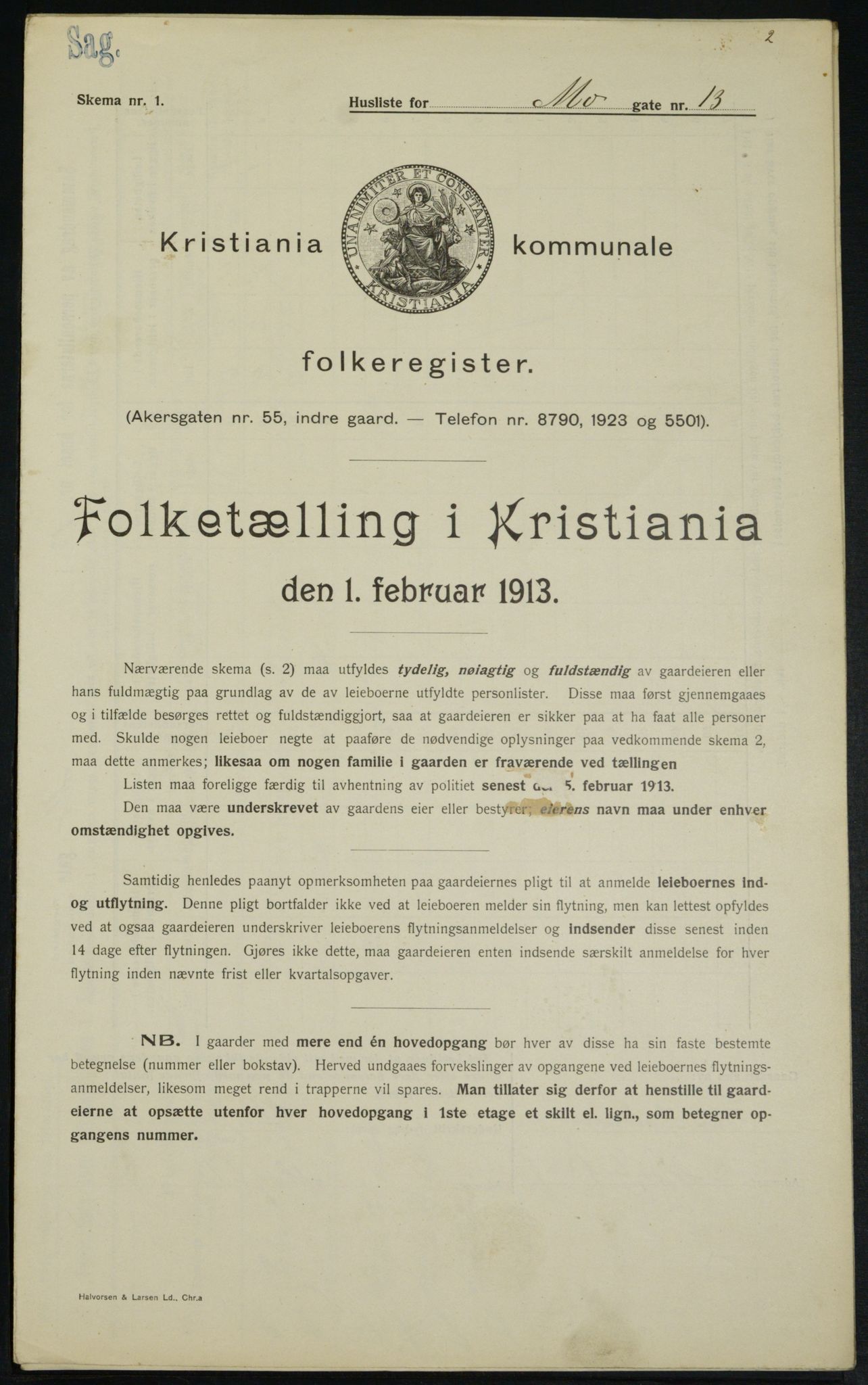 OBA, Kommunal folketelling 1.2.1913 for Kristiania, 1913, s. 65323