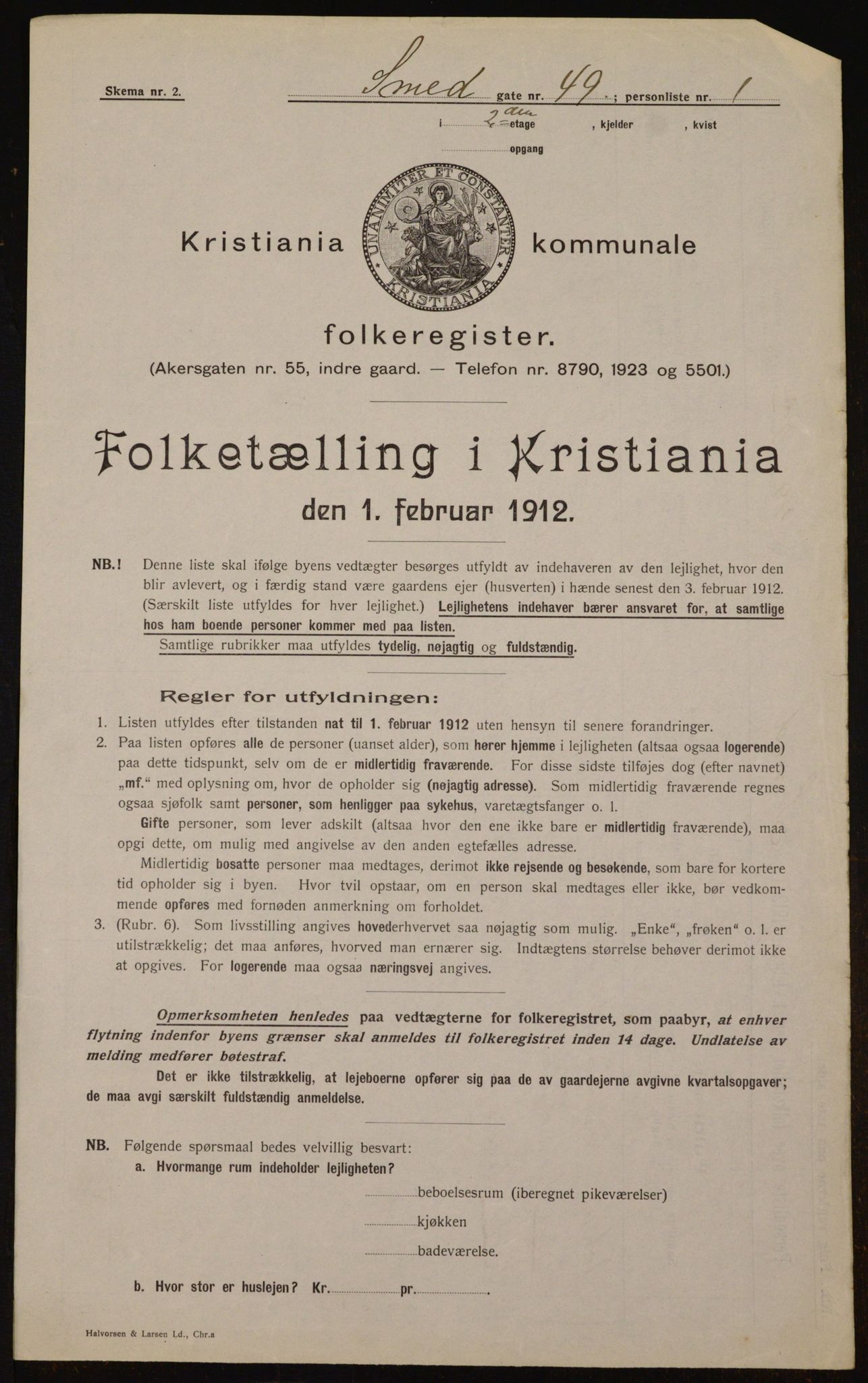 OBA, Kommunal folketelling 1.2.1912 for Kristiania, 1912, s. 97980