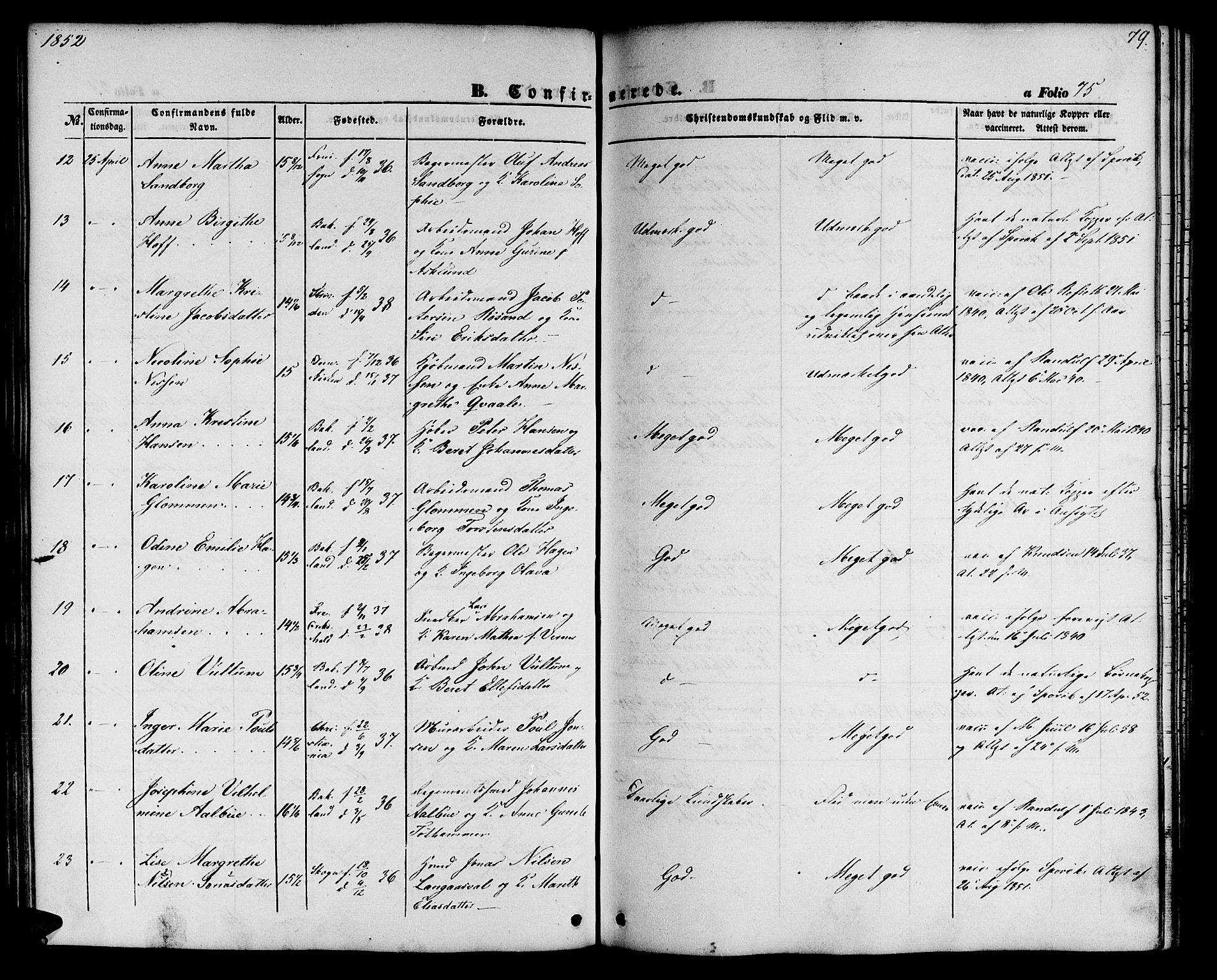 Ministerialprotokoller, klokkerbøker og fødselsregistre - Sør-Trøndelag, SAT/A-1456/604/L0184: Ministerialbok nr. 604A05, 1851-1860, s. 79
