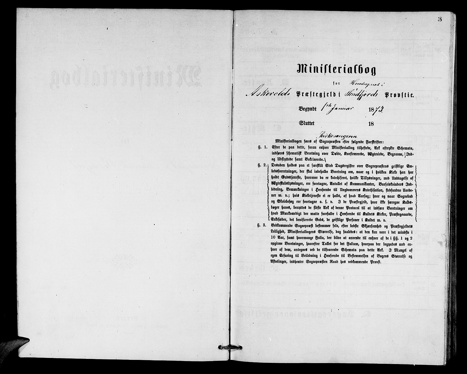 Askvoll sokneprestembete, SAB/A-79501/H/Hab/Haba/L0002: Klokkerbok nr. A 2, 1873-1885, s. 3
