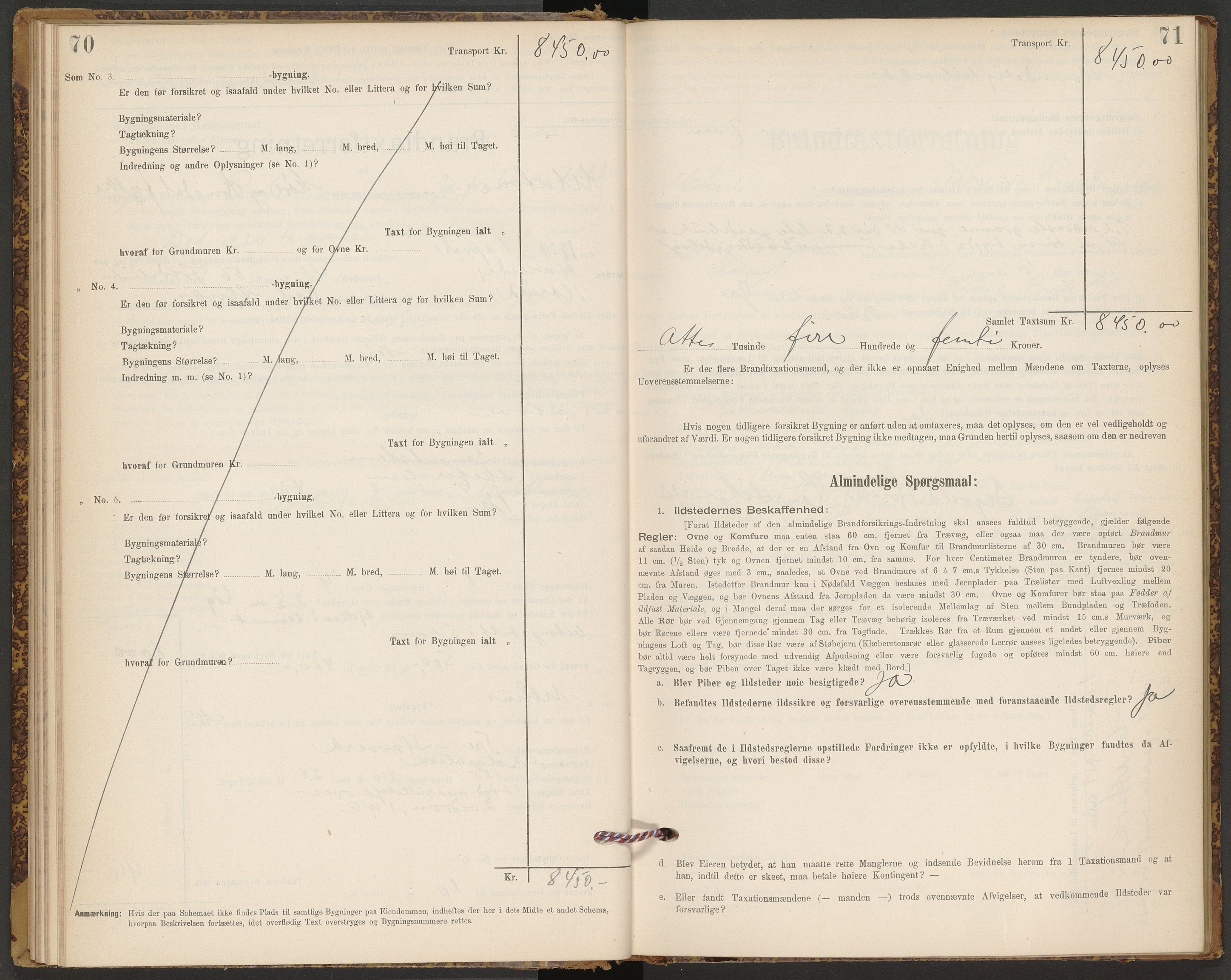 Norges Brannkasse Ulstein og Hareid, SAT/A-5487/F/Fb/L0001: Branntakstprotokoll, 1900-1944, s. 70-71