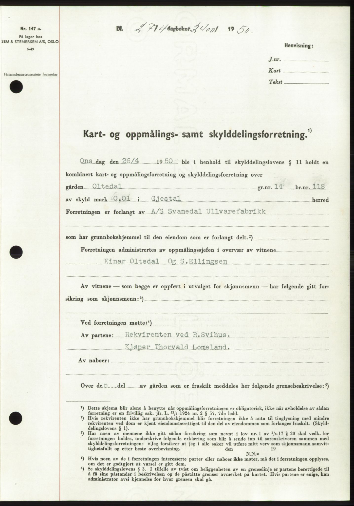 Jæren sorenskriveri, SAST/A-100310/03/G/Gba/L0107: Pantebok, 1950-1950, Dagboknr: 2400/1950