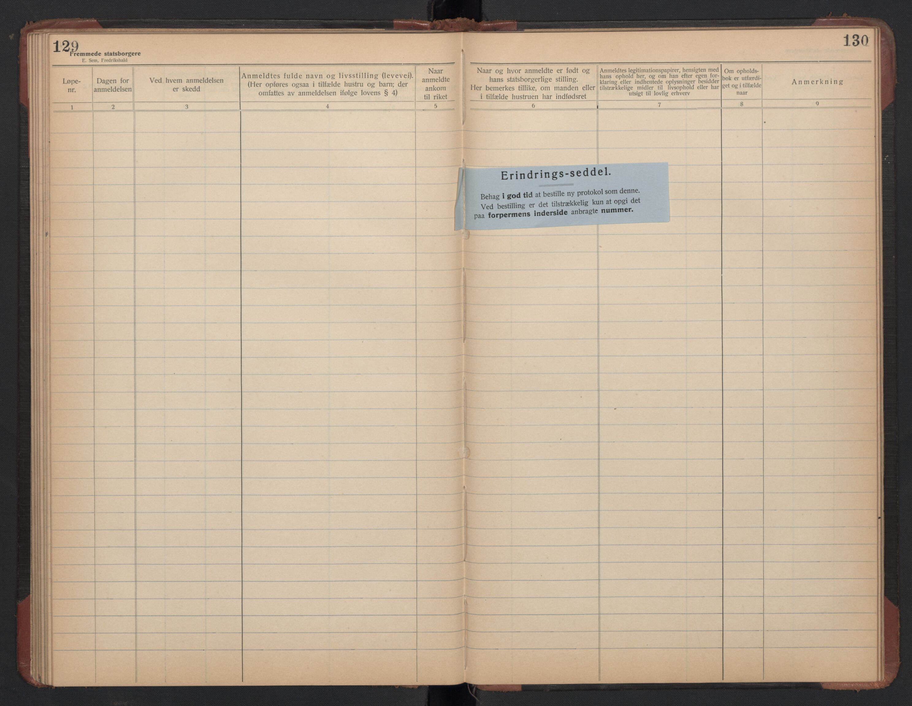 Asker lensmannskontor, AV/SAO-A-10244/I/Ic/L0002: Fremmedbok, 1926-1939, s. 129-130