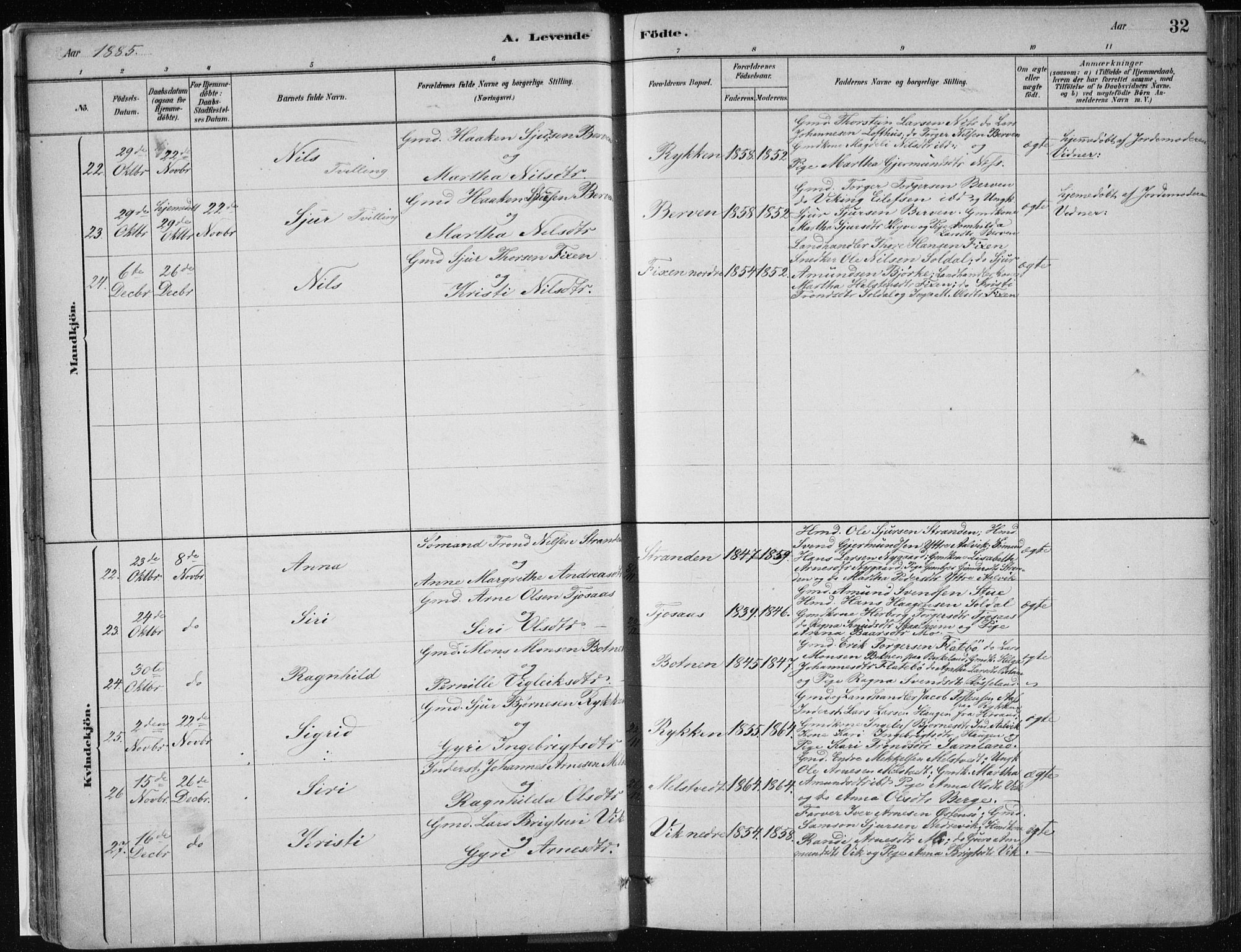 Kvam sokneprestembete, AV/SAB-A-76201/H/Haa: Ministerialbok nr. C  1, 1880-1906, s. 32