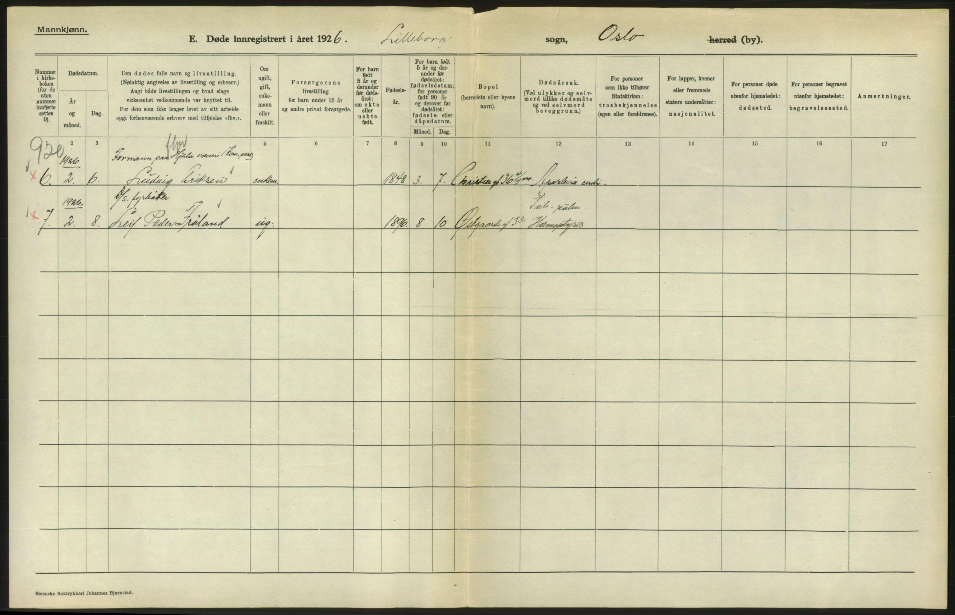 Statistisk sentralbyrå, Sosiodemografiske emner, Befolkning, AV/RA-S-2228/D/Df/Dfc/Dfcf/L0009: Oslo: Døde menn, 1926, s. 566