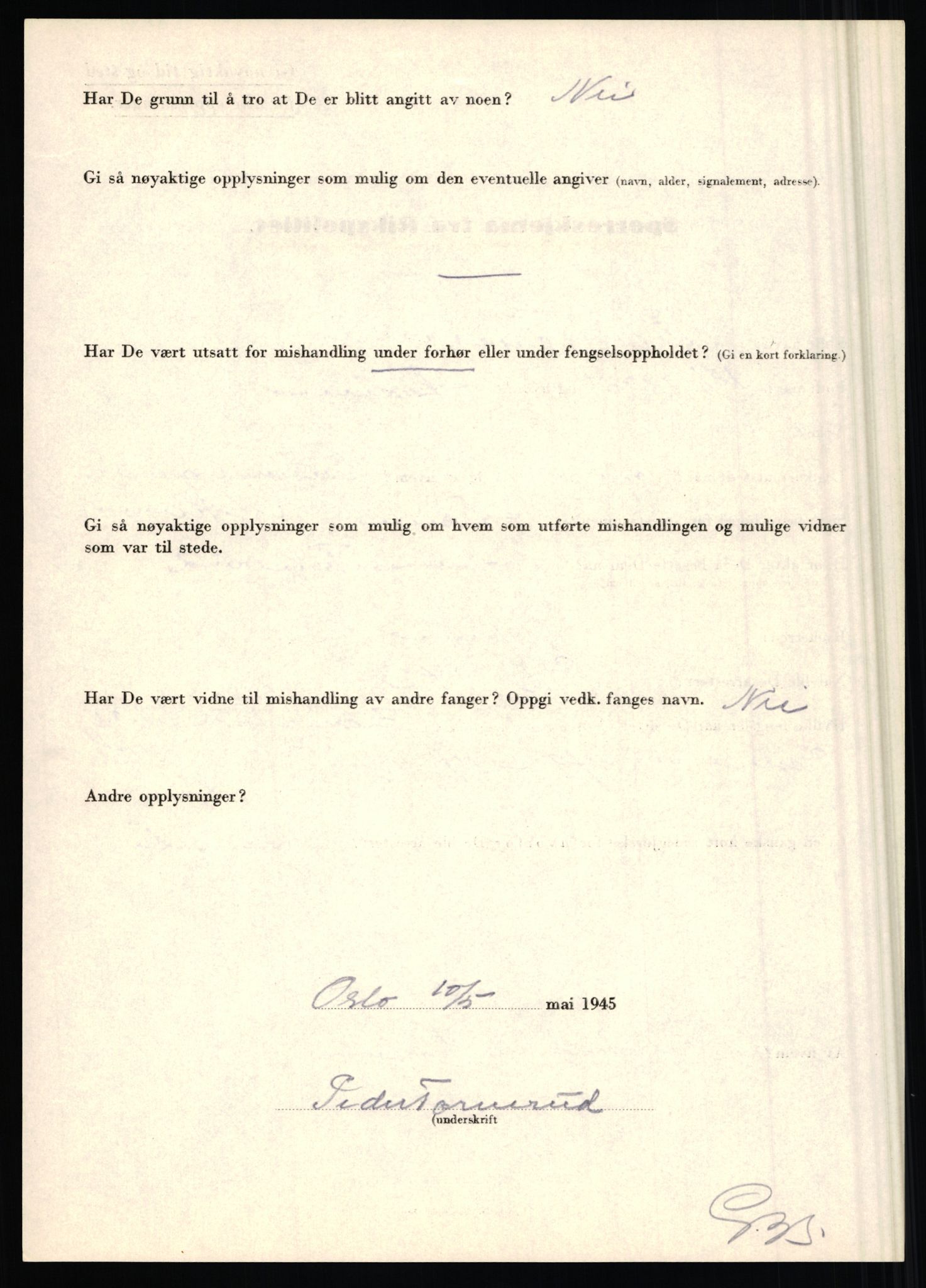 Rikspolitisjefen, AV/RA-S-1560/L/L0017: Tidemann, Hermann G. - Veum, Tjostolv, 1940-1945, s. 274