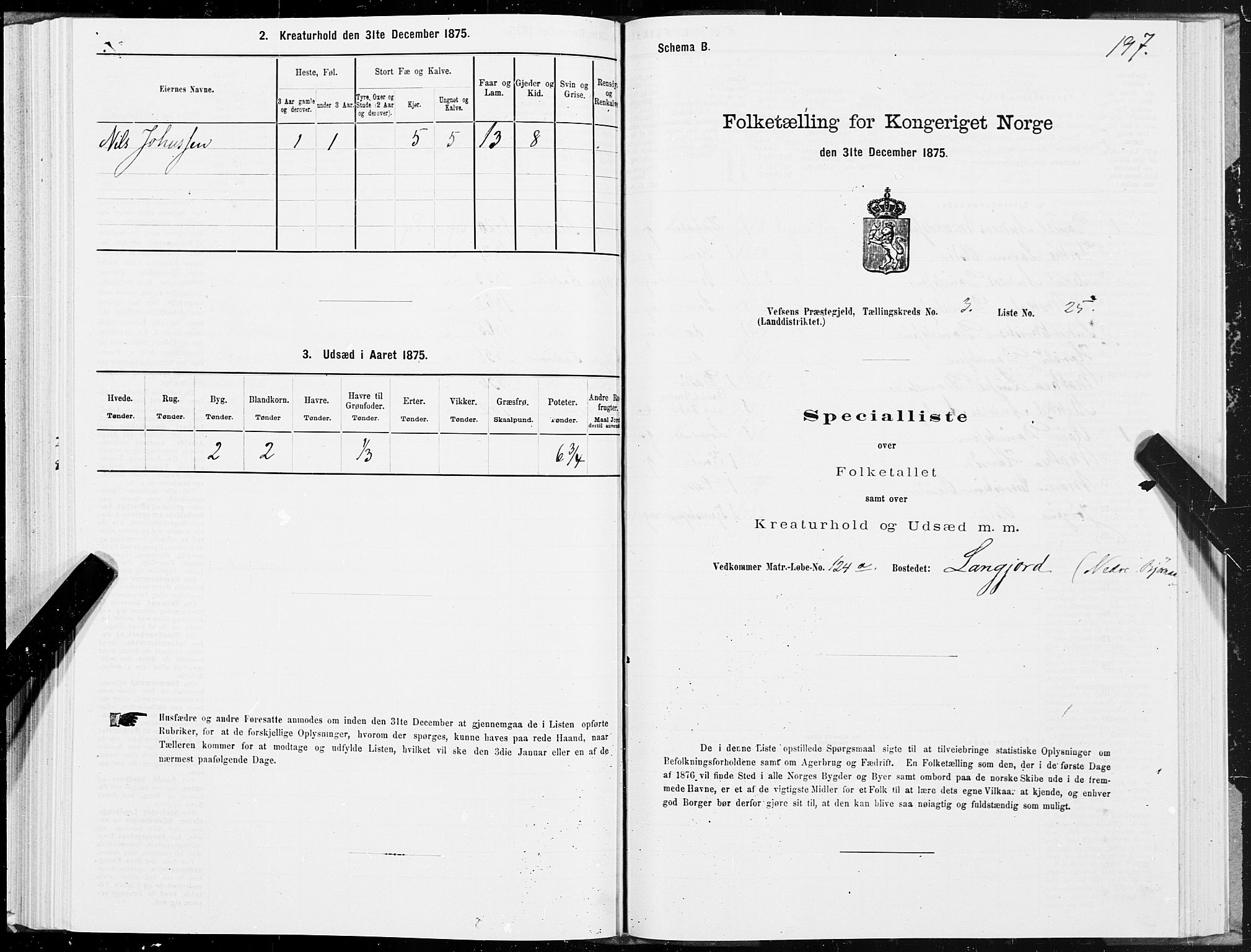 SAT, Folketelling 1875 for 1824L Vefsn prestegjeld, Vefsn sokn, 1875, s. 1197