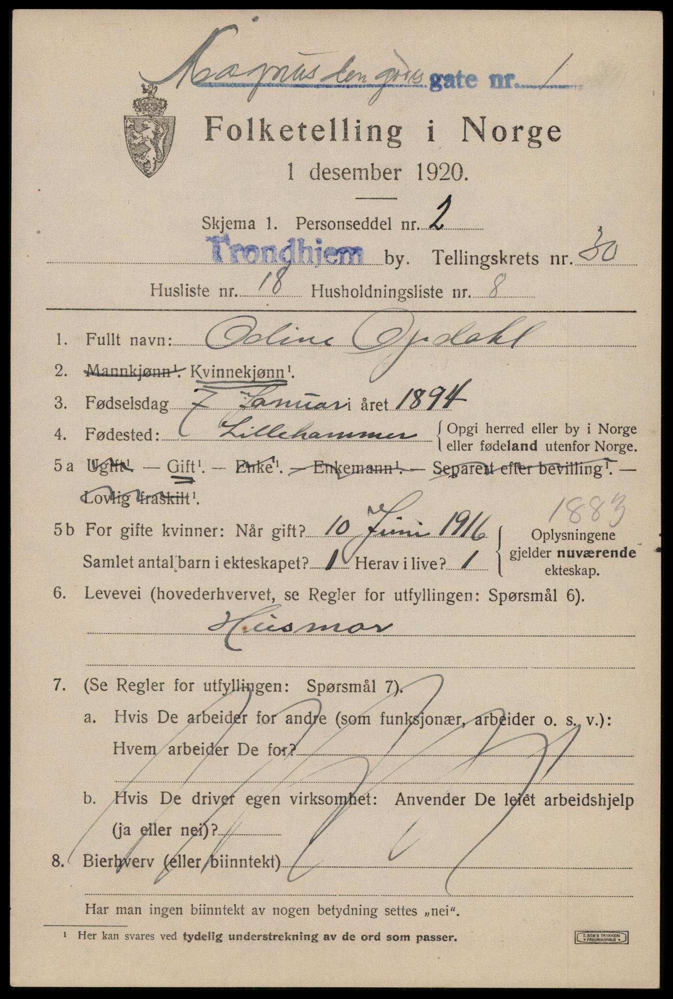 SAT, Folketelling 1920 for 1601 Trondheim kjøpstad, 1920, s. 74474