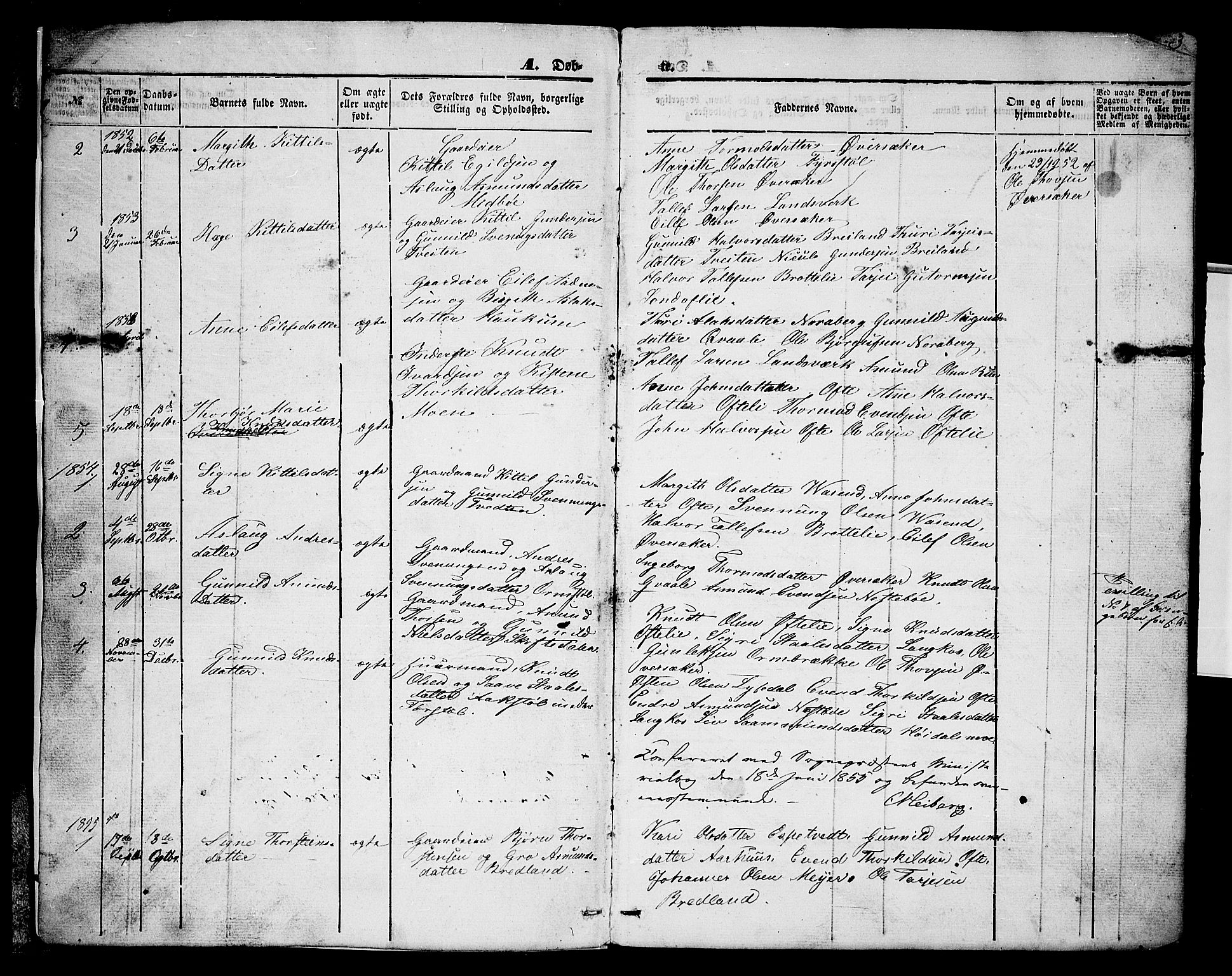 Lårdal kirkebøker, AV/SAKO-A-284/G/Gc/L0002: Klokkerbok nr. III 2, 1852-1877, s. 3
