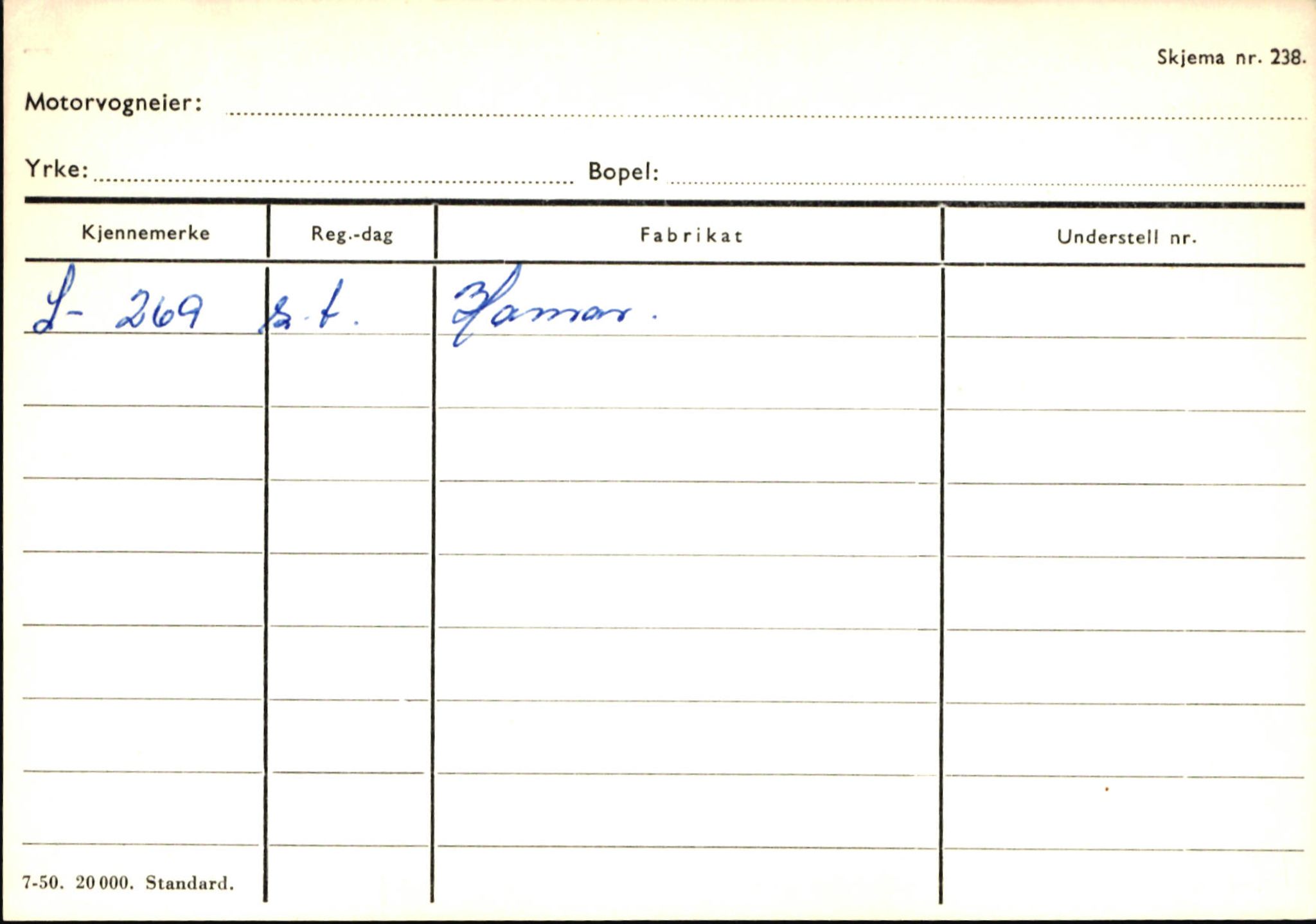 Statens vegvesen, Sogn og Fjordane vegkontor, SAB/A-5301/4/F/L0145: Registerkort Vågsøy S-Å. Årdal I-P, 1945-1975, s. 1190