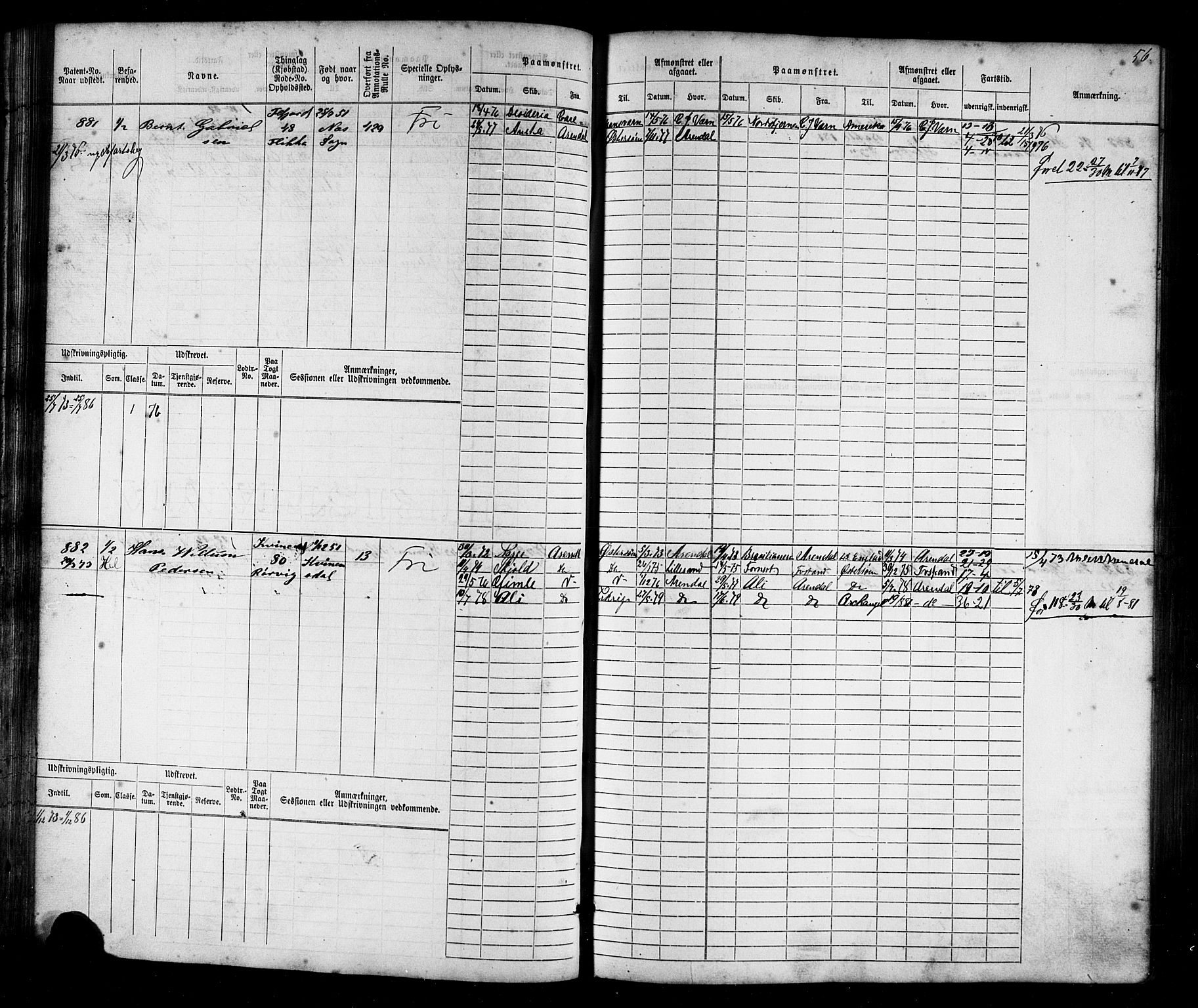 Flekkefjord mønstringskrets, AV/SAK-2031-0018/F/Fb/L0009: Hovedrulle nr 771-1533, Æ-6, 1868-1900, s. 59