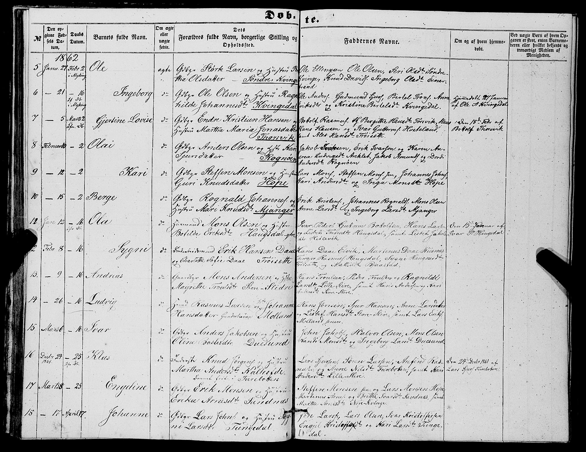 Masfjorden sokneprestembete, AV/SAB-A-77001: Klokkerbok nr. A 1, 1851-1875, s. 42