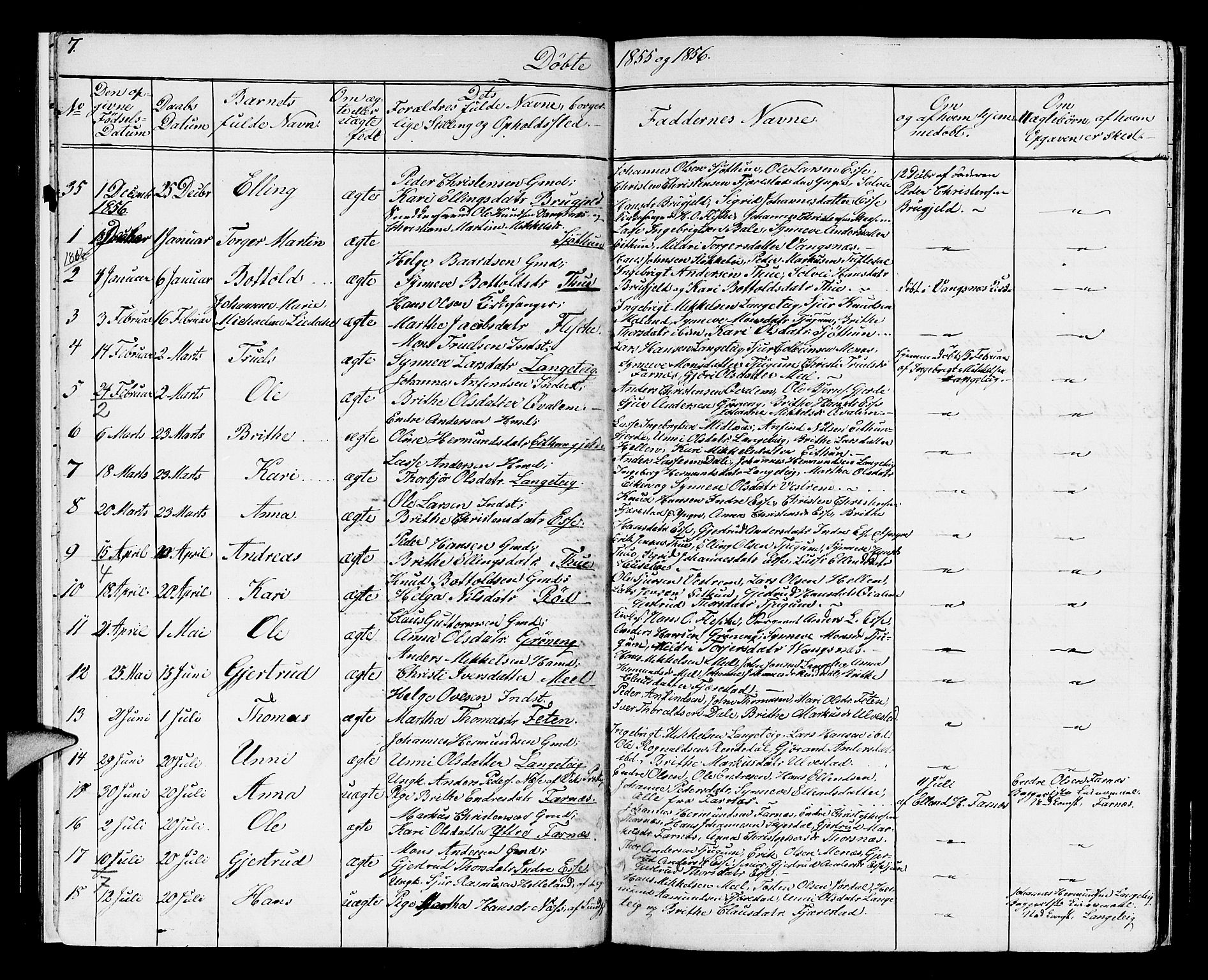 Balestrand sokneprestembete, AV/SAB-A-79601/H/Hab/Haba/L0001: Klokkerbok nr. A 1, 1853-1880, s. 7