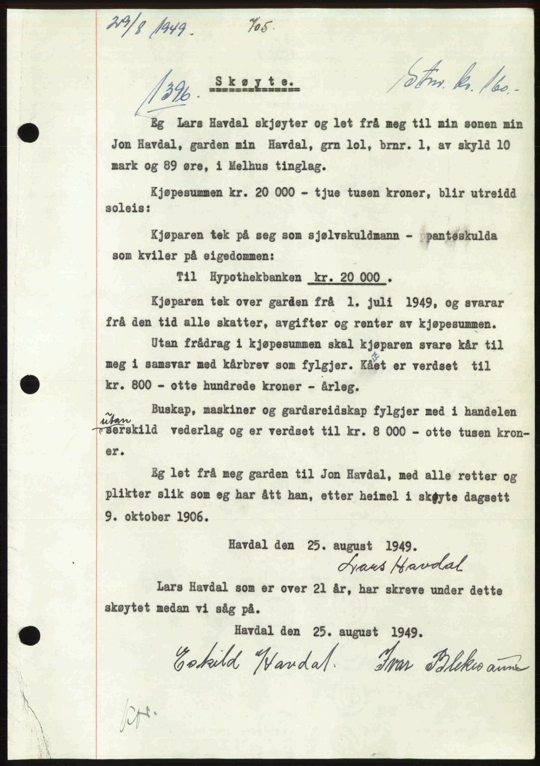 Gauldal sorenskriveri, SAT/A-0014/1/2/2C: Pantebok nr. A8, 1949-1949, Dagboknr: 1396/1949