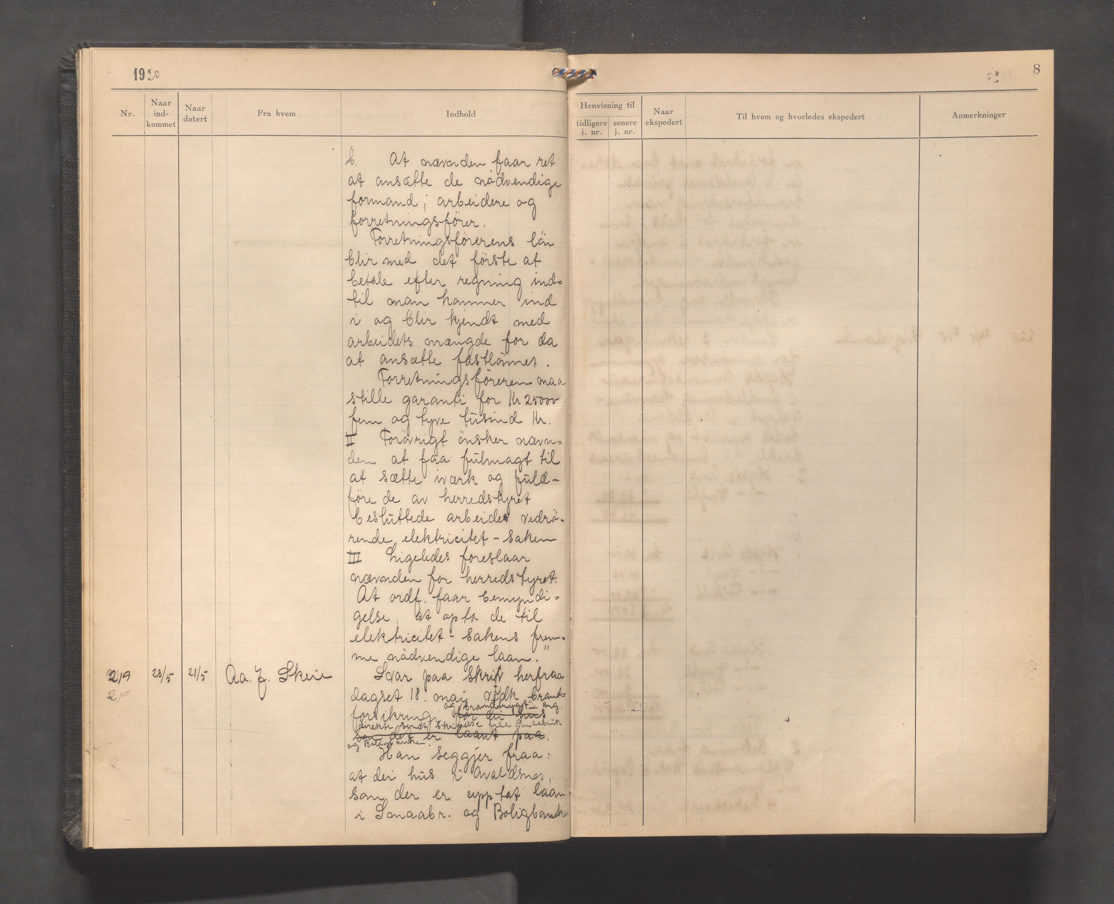 Avaldsnes kommune - Formannskapet, IKAR/K-101651/C/Ca/L0007: Journal, 1920-1921, s. 8