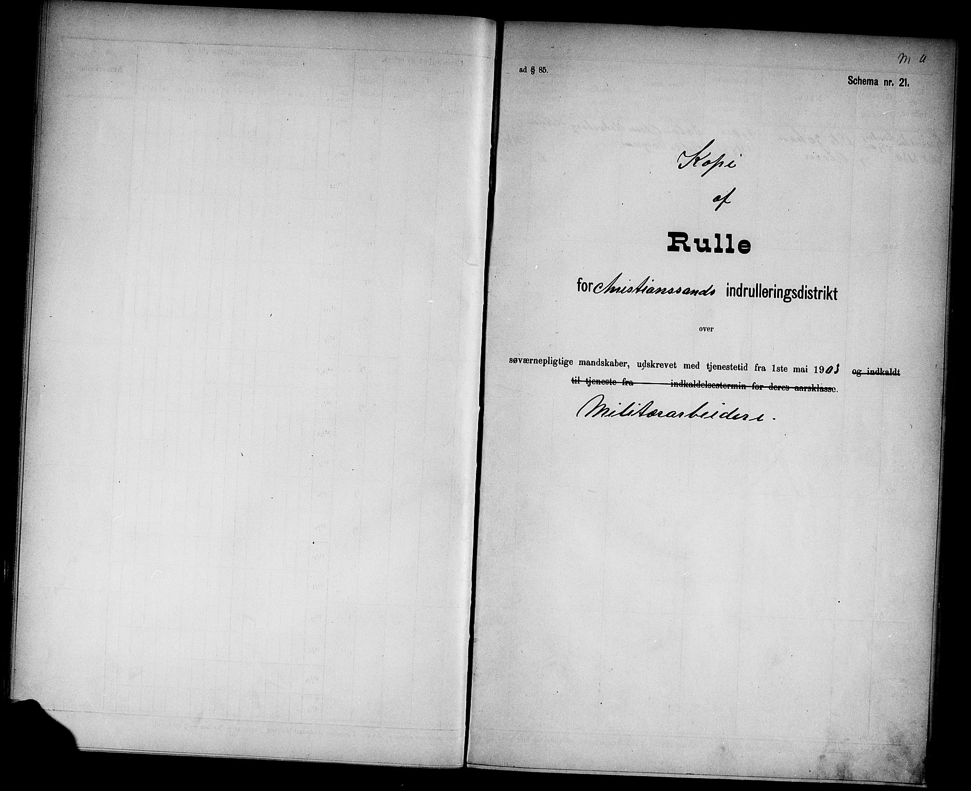 Kristiansand mønstringskrets, SAK/2031-0015/F/Fd/L0005: Rulle sjøvernepliktige, C-5, 1903, s. 37
