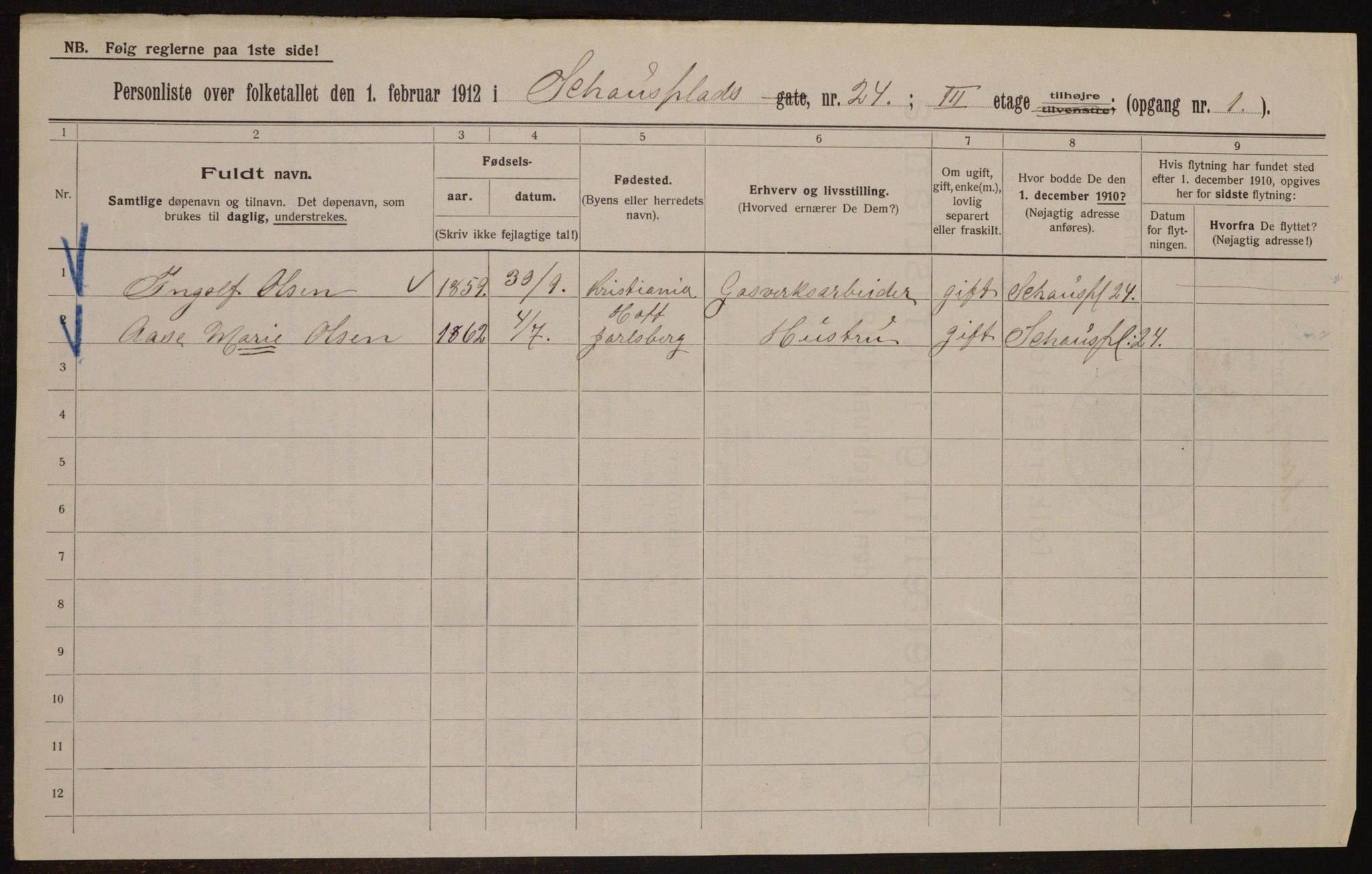 OBA, Kommunal folketelling 1.2.1912 for Kristiania, 1912, s. 90734