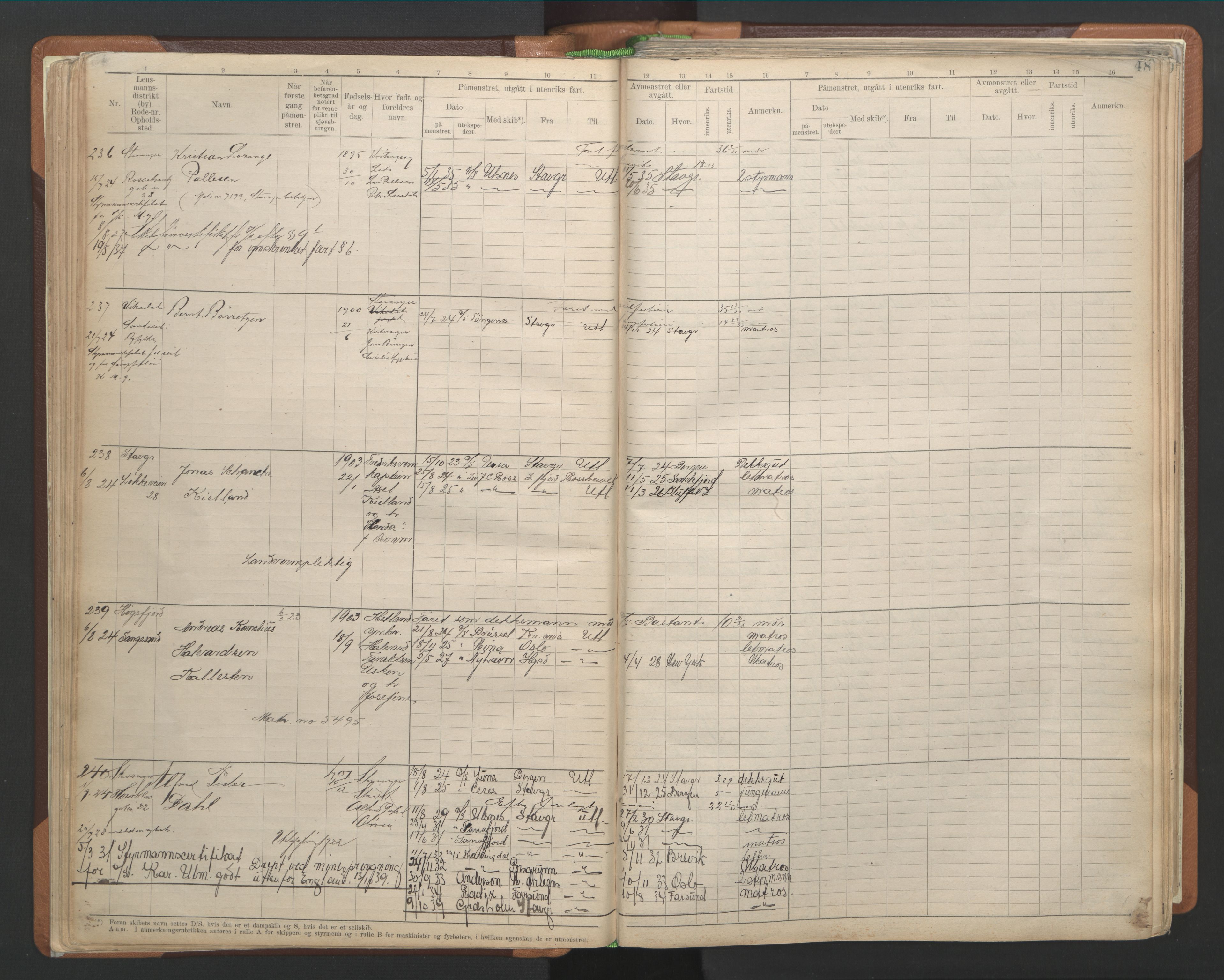 Stavanger sjømannskontor, AV/SAST-A-102006/F/Fb/Fbb/L0013: Sjøfartshovedrulle A, patentnr. 1-1495 (del 1), 1921-1933, s. 53