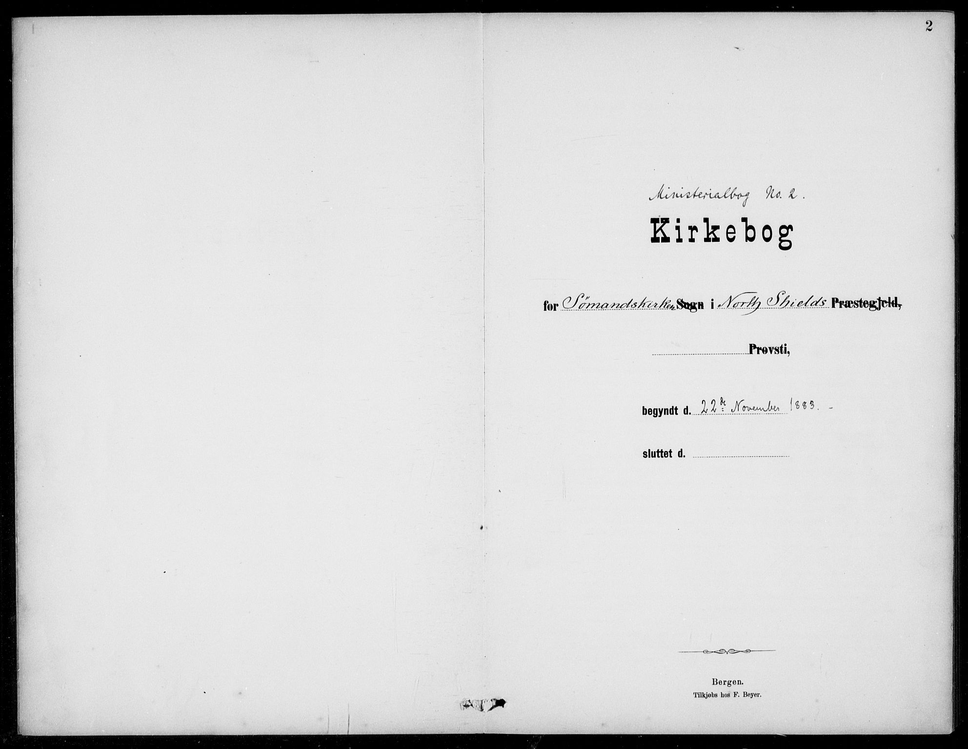 Den norske sjømannsmisjon i utlandet/Tyne-havnene (North Shields og New Castle), SAB/SAB/PA-0101/H/Ha/L0002: Ministerialbok nr. A 2, 1883-1938, s. 2