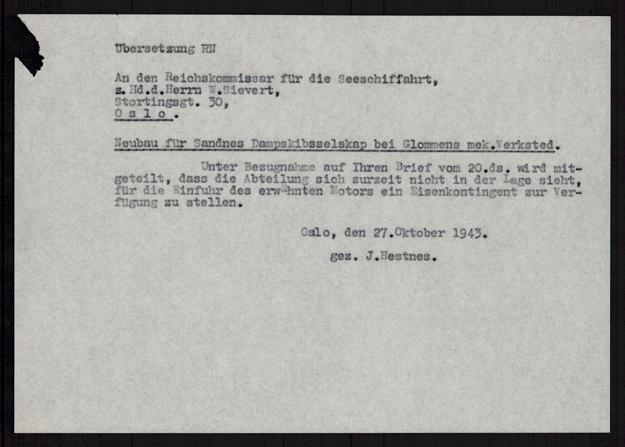 Direktoratet for industriforsyning, Sekretariatet, RA/S-4153/D/Df/L0056: 9. Metallkontoret, 1940-1945, s. 1003
