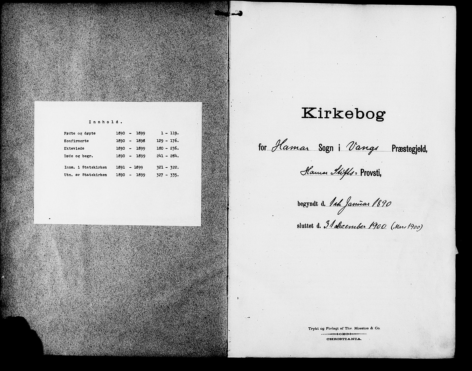 Vang prestekontor, Hedmark, AV/SAH-PREST-008/H/Ha/Hab/L0013: Klokkerbok nr. 13, 1890-1899