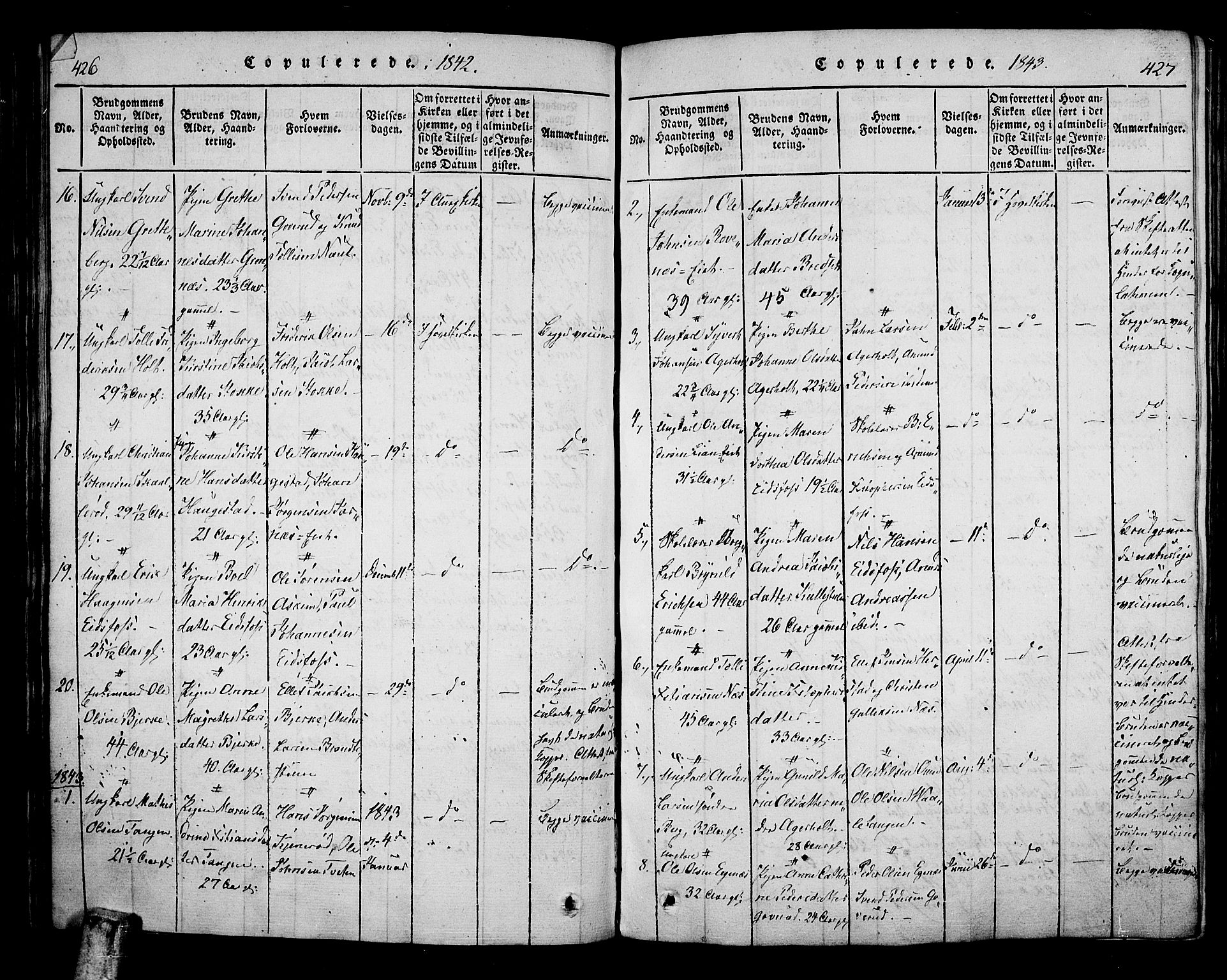 Hof kirkebøker, AV/SAKO-A-64/F/Fa/L0004: Ministerialbok nr. I 4, 1814-1843, s. 426-427