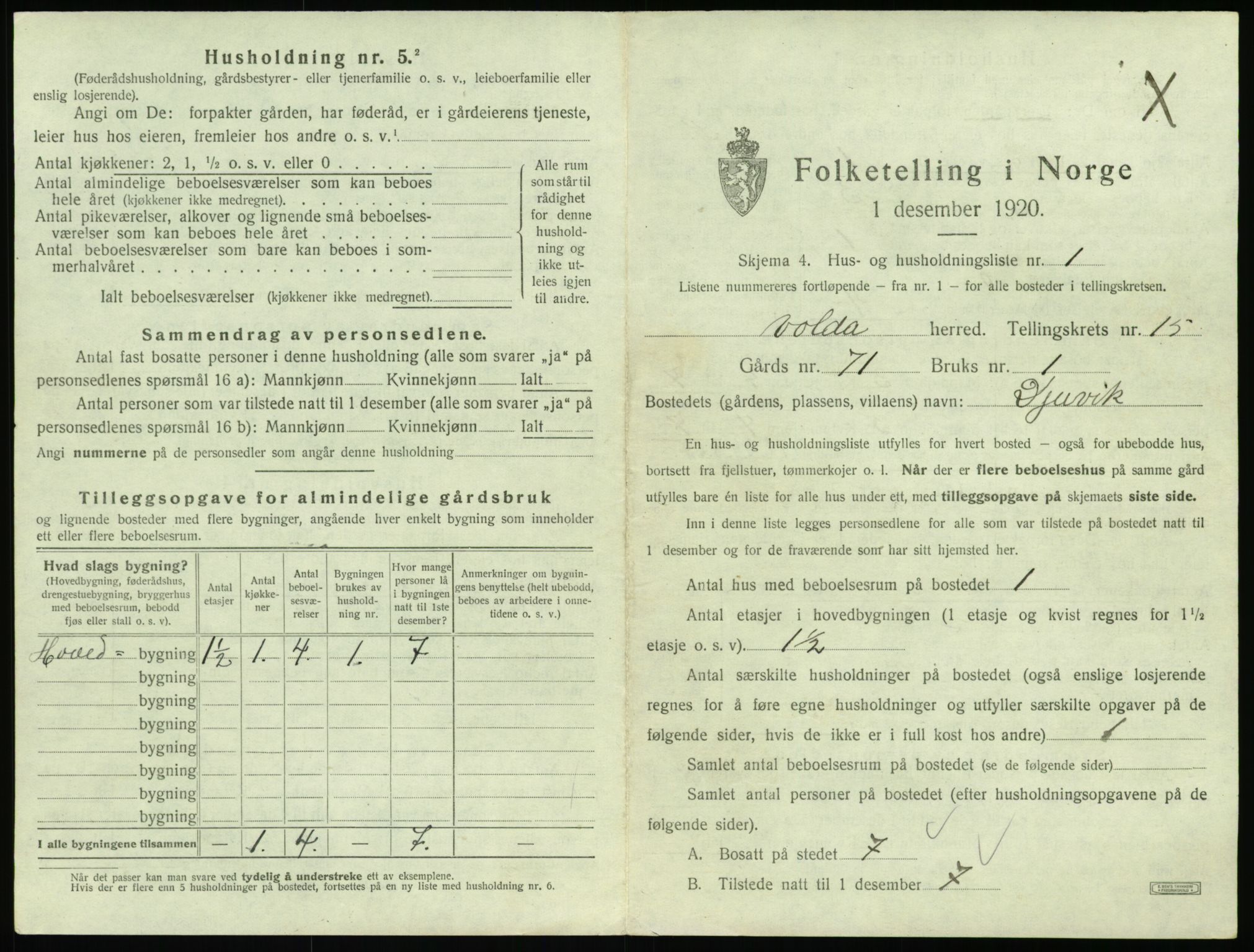 SAT, Folketelling 1920 for 1519 Volda herred, 1920, s. 1150