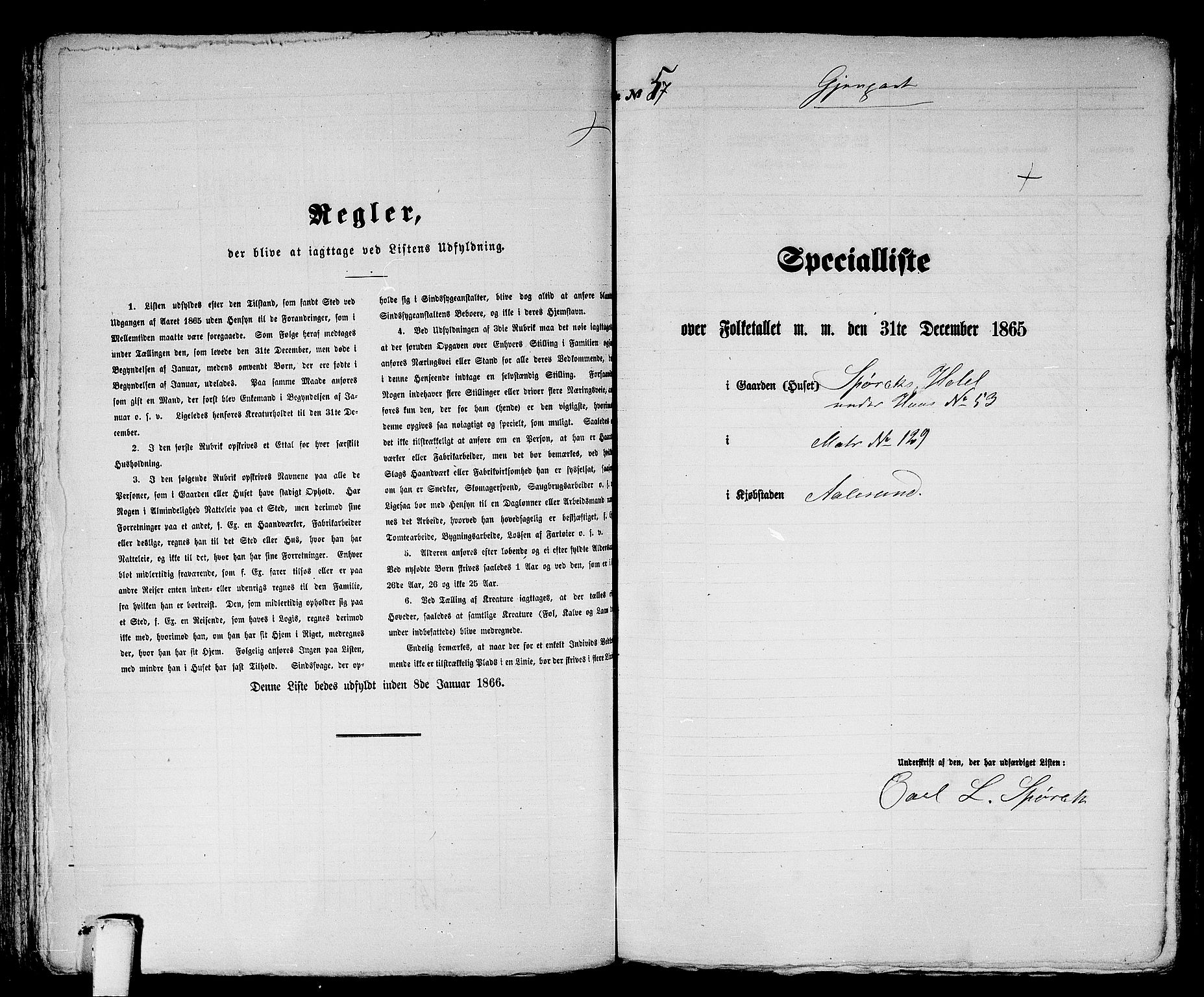 RA, Folketelling 1865 for 1501P Ålesund prestegjeld, 1865, s. 122