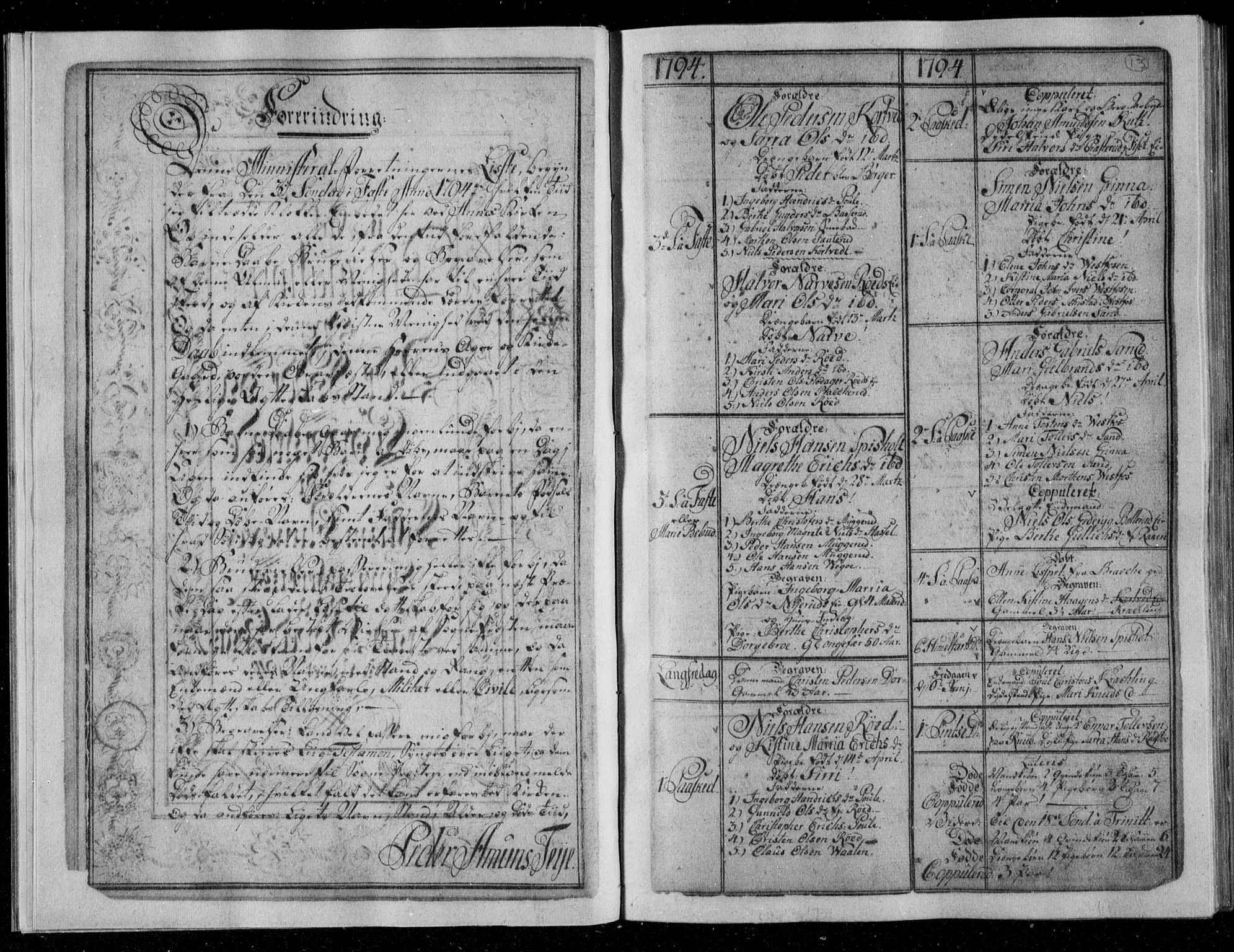 Fiskum kirkebøker, AV/SAKO-A-15/G/Ga/L0002: Klokkerbok nr. 2, 1794-1850, s. 13
