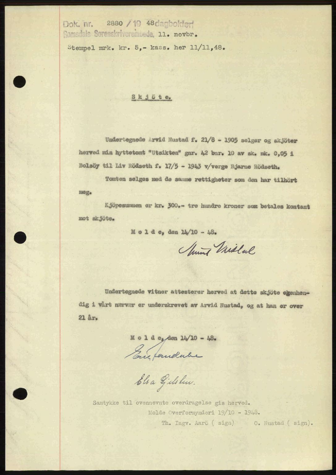 Romsdal sorenskriveri, SAT/A-4149/1/2/2C: Pantebok nr. A27, 1948-1948, Dagboknr: 2880/1948