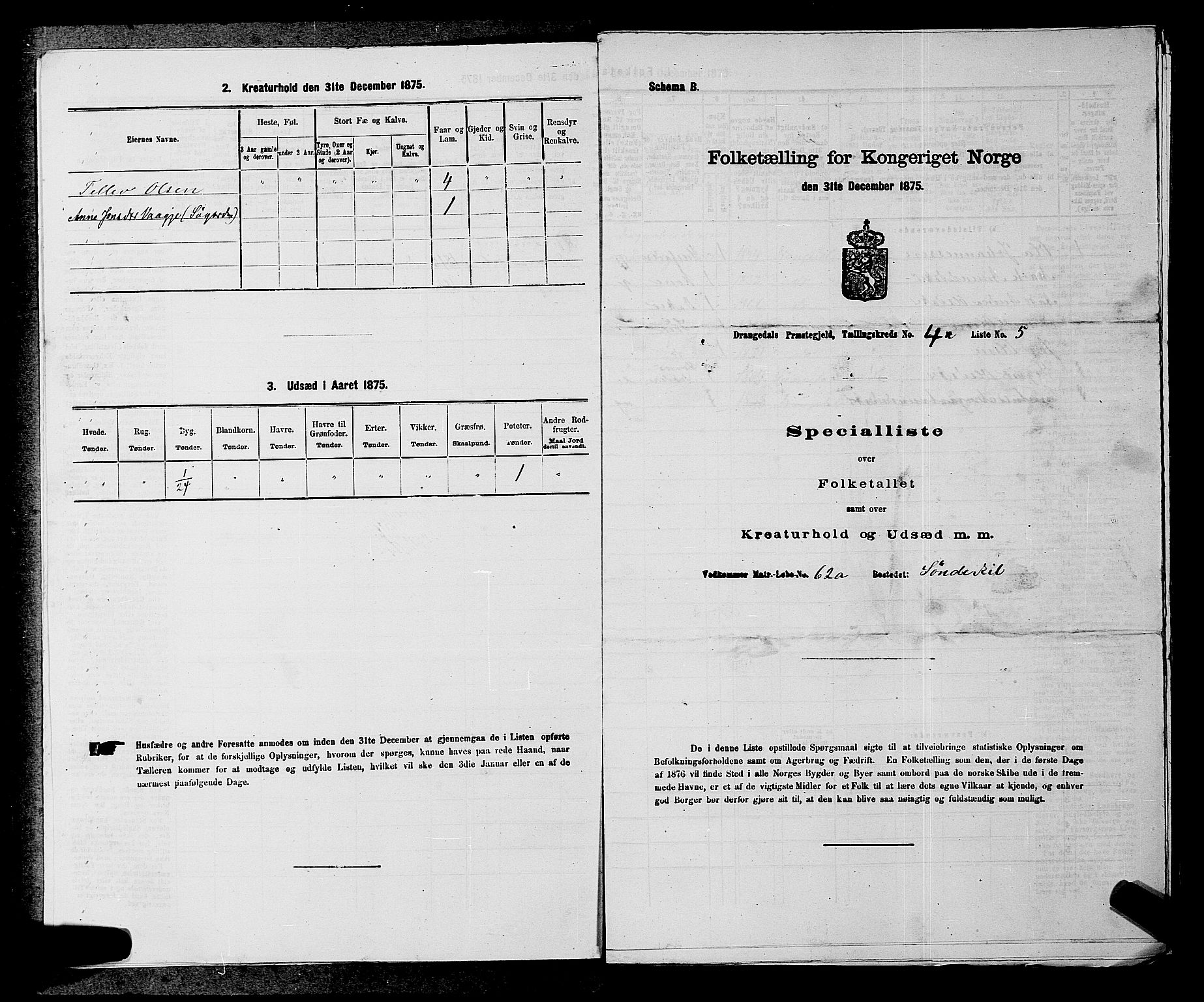 SAKO, Folketelling 1875 for 0817P Drangedal prestegjeld, 1875, s. 422