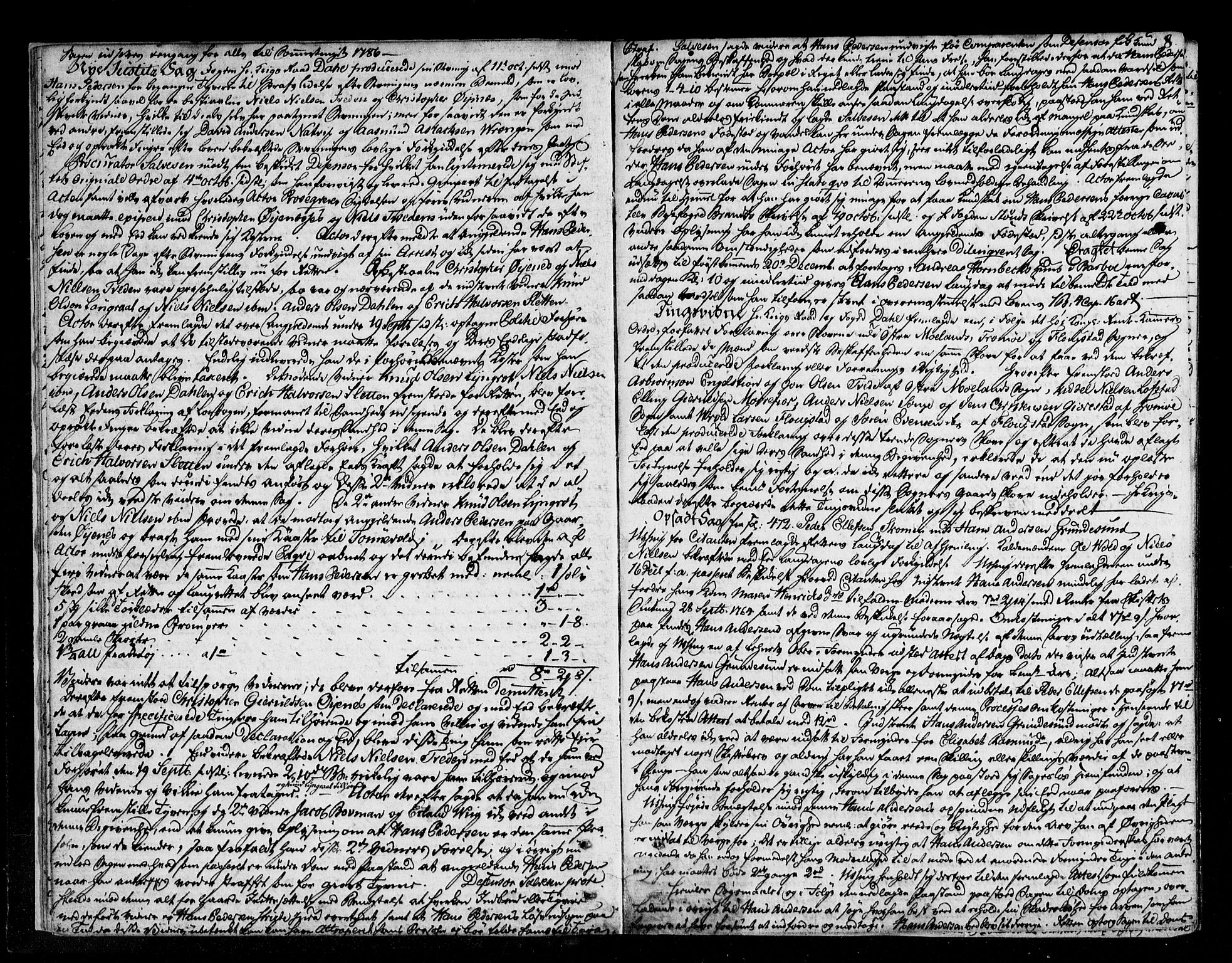 Nedenes sorenskriveri før 1824, SAK/1221-0007/F/Fa/L0037: Tingbok med register nr 32, 1785-1787, s. 7b-8a