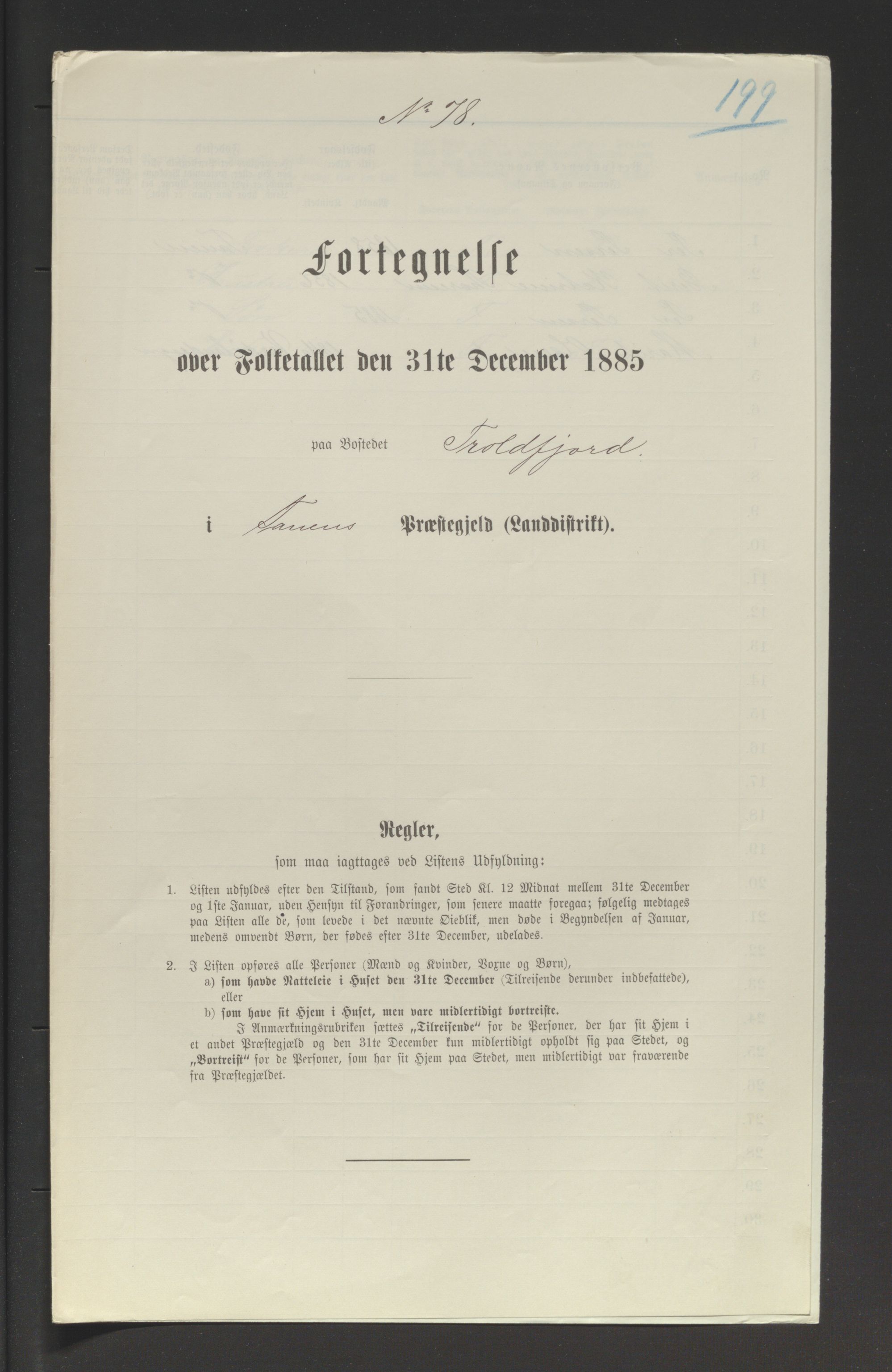 SATØ, Folketelling 1885 for 2025 Tana herred, 1885, s. 199a