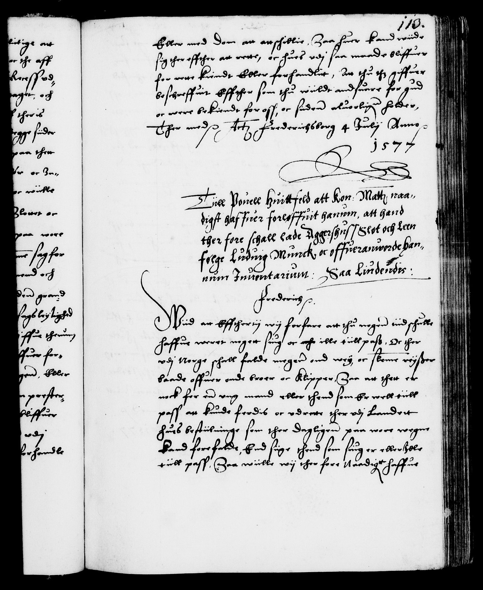 Danske Kanselli 1572-1799, AV/RA-EA-3023/F/Fc/Fca/Fcab/L0001: Norske tegnelser (mikrofilm), 1572-1588, s. 113a