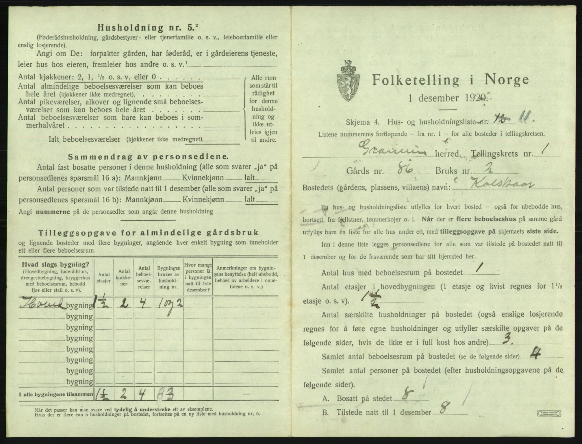 SAB, Folketelling 1920 for 1234 Granvin herred, 1920, s. 42