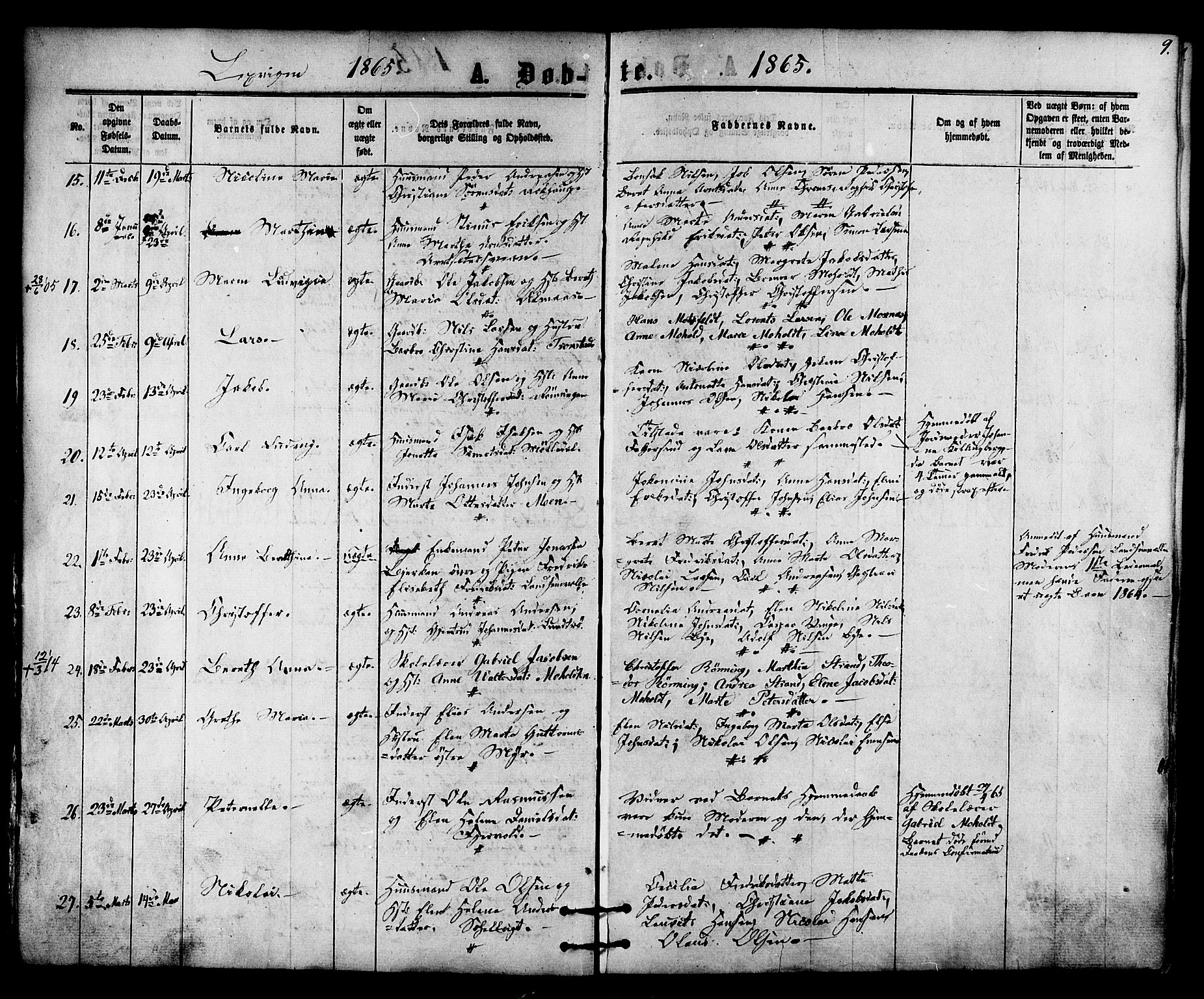 Ministerialprotokoller, klokkerbøker og fødselsregistre - Nord-Trøndelag, SAT/A-1458/701/L0009: Ministerialbok nr. 701A09 /1, 1864-1882, s. 9